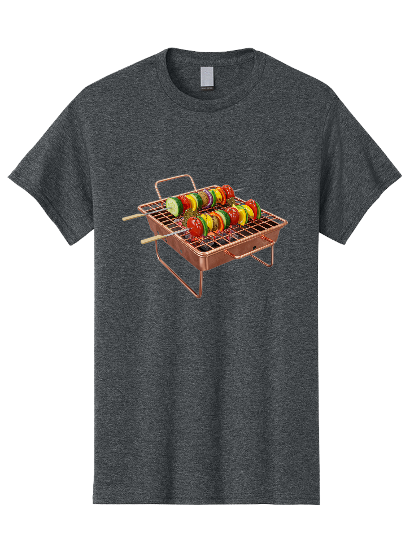 Vegetable-Skewers Men'S Graphic Tee, 100% Cotton, Comfortable Casual Summer Wear, Machine Washable, Grilled Vegetable Skewers, Skewers On Portable Grill, Fresh Vegetables, Outdoor Cooking, Barbecue, Healthy Eating, Vegetable Kebabs, Grilling Bac545 4