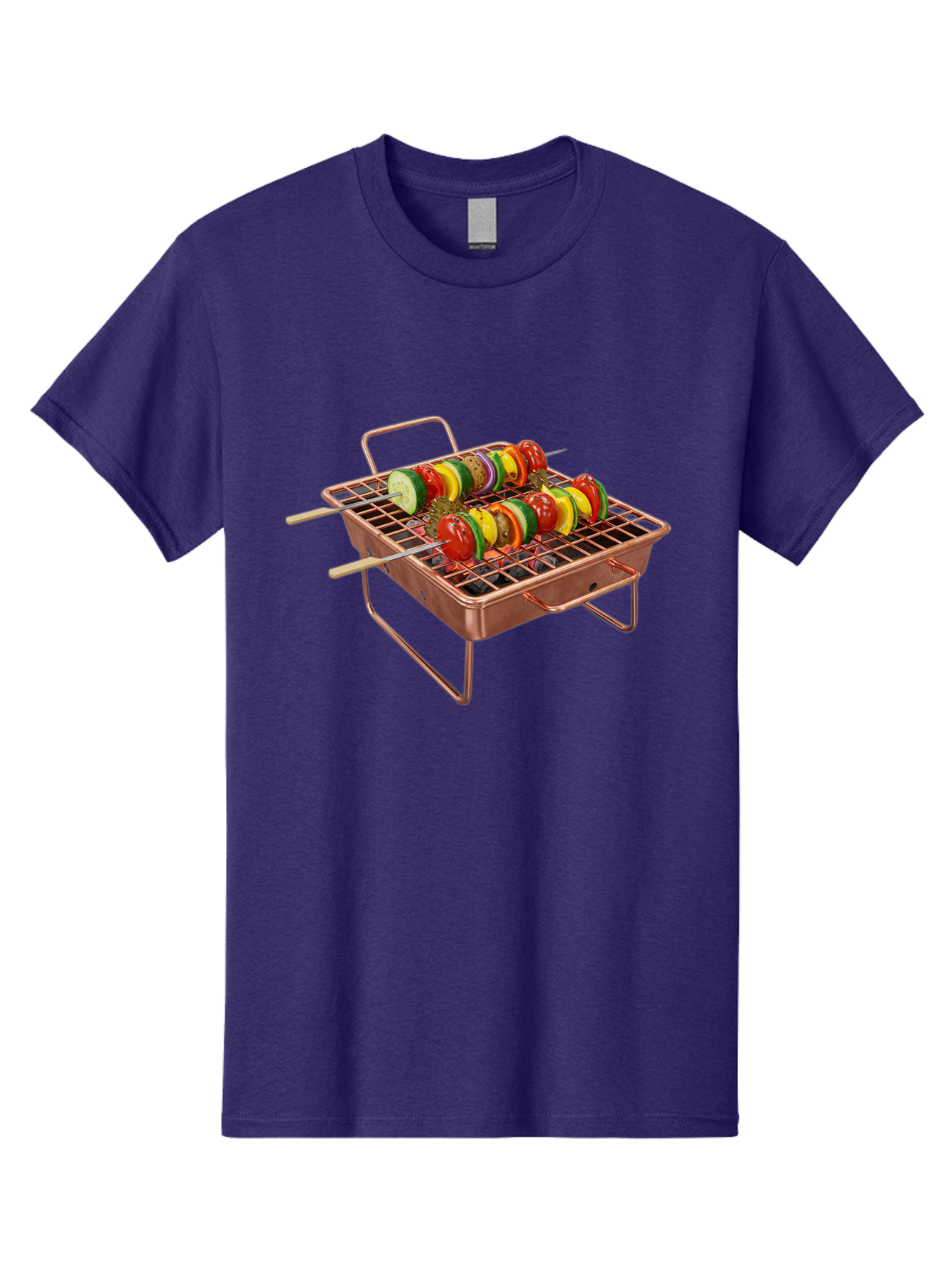 Vegetable-Skewers Men'S Graphic Tee, 100% Cotton, Comfortable Casual Summer Wear, Machine Washable, Grilled Vegetable Skewers, Skewers On Portable Grill, Fresh Vegetables, Outdoor Cooking, Barbecue, Healthy Eating, Vegetable Kebabs, Grilling Bac545 9