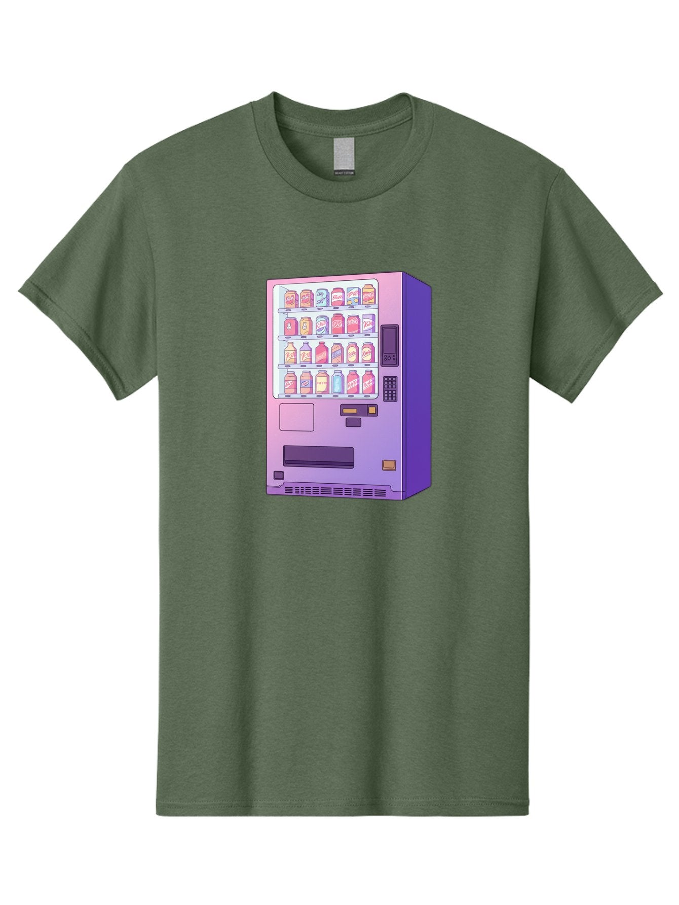 Vending-Machine Men'S Graphic Tee, 100% Cotton, Comfortable Casual Summer Wear, Machine Washable, Vending Machine, Soda Drinks, Colorful Cans, Vending Machine Interface, Automated Retail, Convenience Technology, Soft Drink Dispenser, Bac546 7