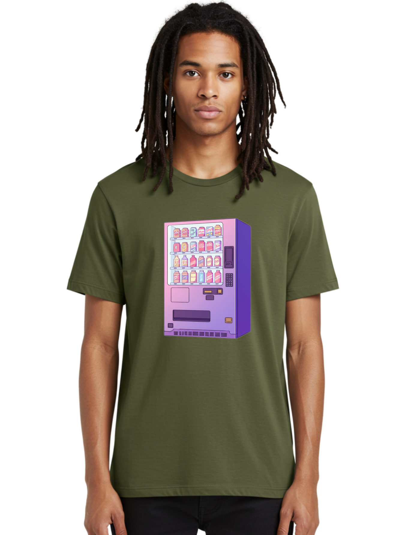 Vending-Machine Men'S Graphic Tee, 100% Cotton, Comfortable Casual Summer Wear, Machine Washable, Vending Machine, Soda Drinks, Colorful Cans, Vending Machine Interface, Automated Retail, Convenience Technology, Soft Drink Dispenser, Bac546 28
