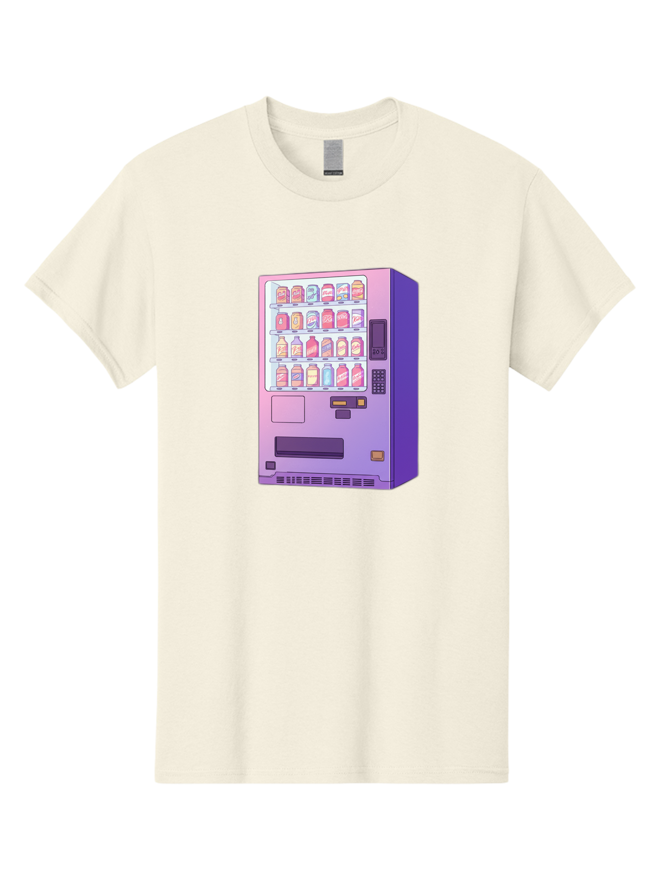 Vending-Machine Men'S Graphic Tee, 100% Cotton, Comfortable Casual Summer Wear, Machine Washable, Vending Machine, Soda Drinks, Colorful Cans, Vending Machine Interface, Automated Retail, Convenience Technology, Soft Drink Dispenser, Bac546 3