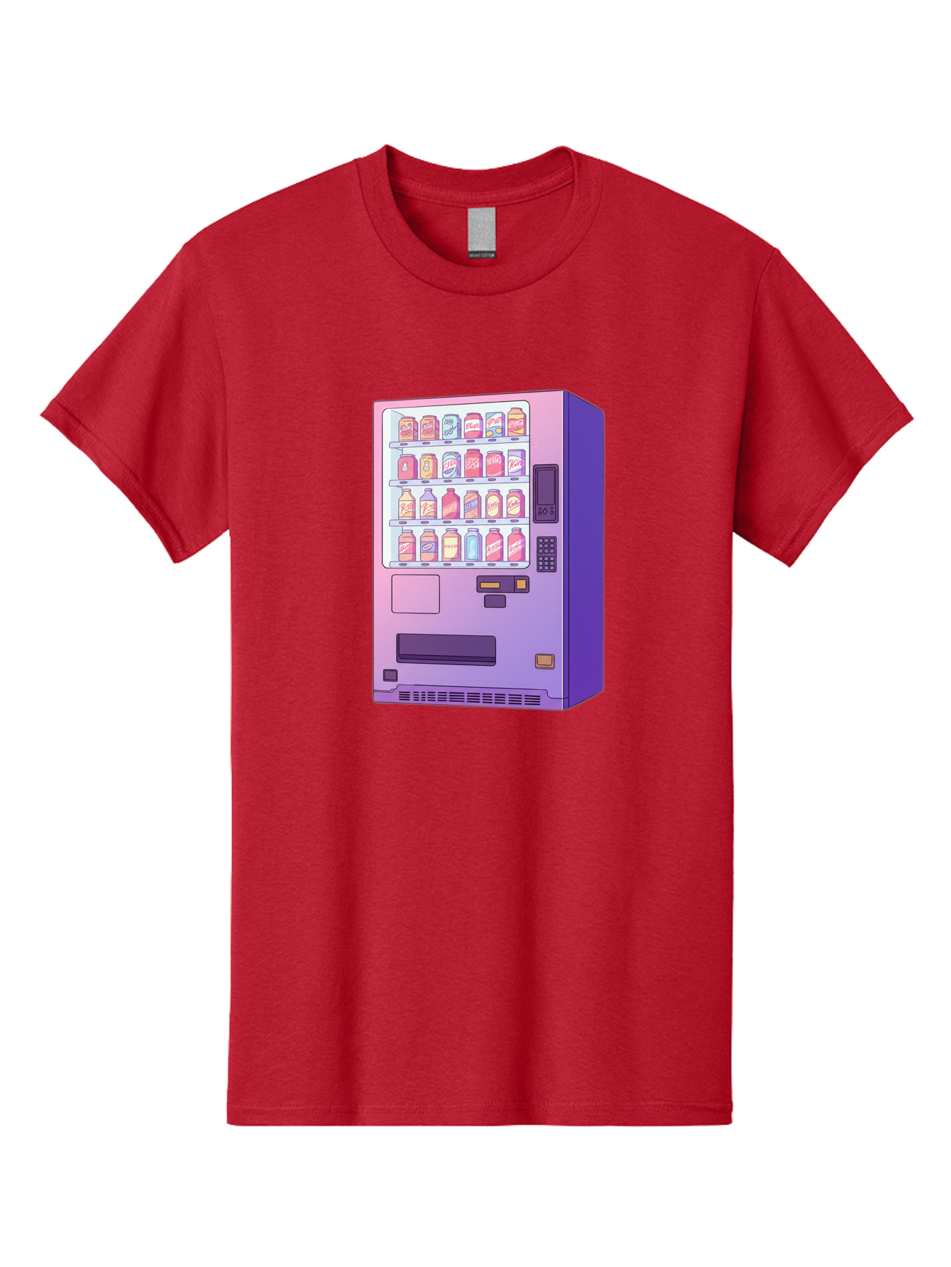 Vending-Machine Men'S Graphic Tee, 100% Cotton, Comfortable Casual Summer Wear, Machine Washable, Vending Machine, Soda Drinks, Colorful Cans, Vending Machine Interface, Automated Retail, Convenience Technology, Soft Drink Dispenser, Bac546 12