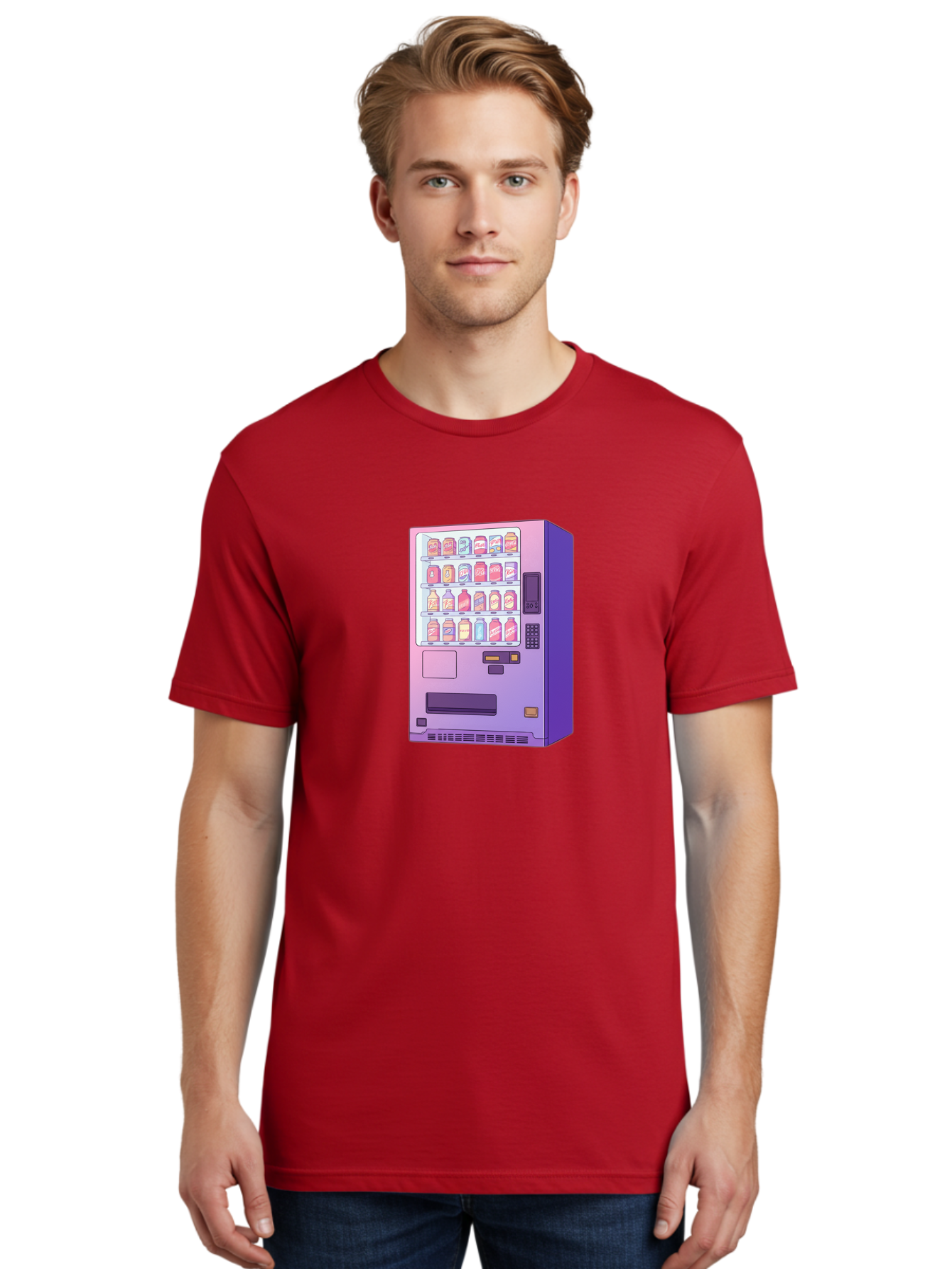 Vending-Machine Men'S Graphic Tee, 100% Cotton, Comfortable Casual Summer Wear, Machine Washable, Vending Machine, Soda Drinks, Colorful Cans, Vending Machine Interface, Automated Retail, Convenience Technology, Soft Drink Dispenser, Bac546 27