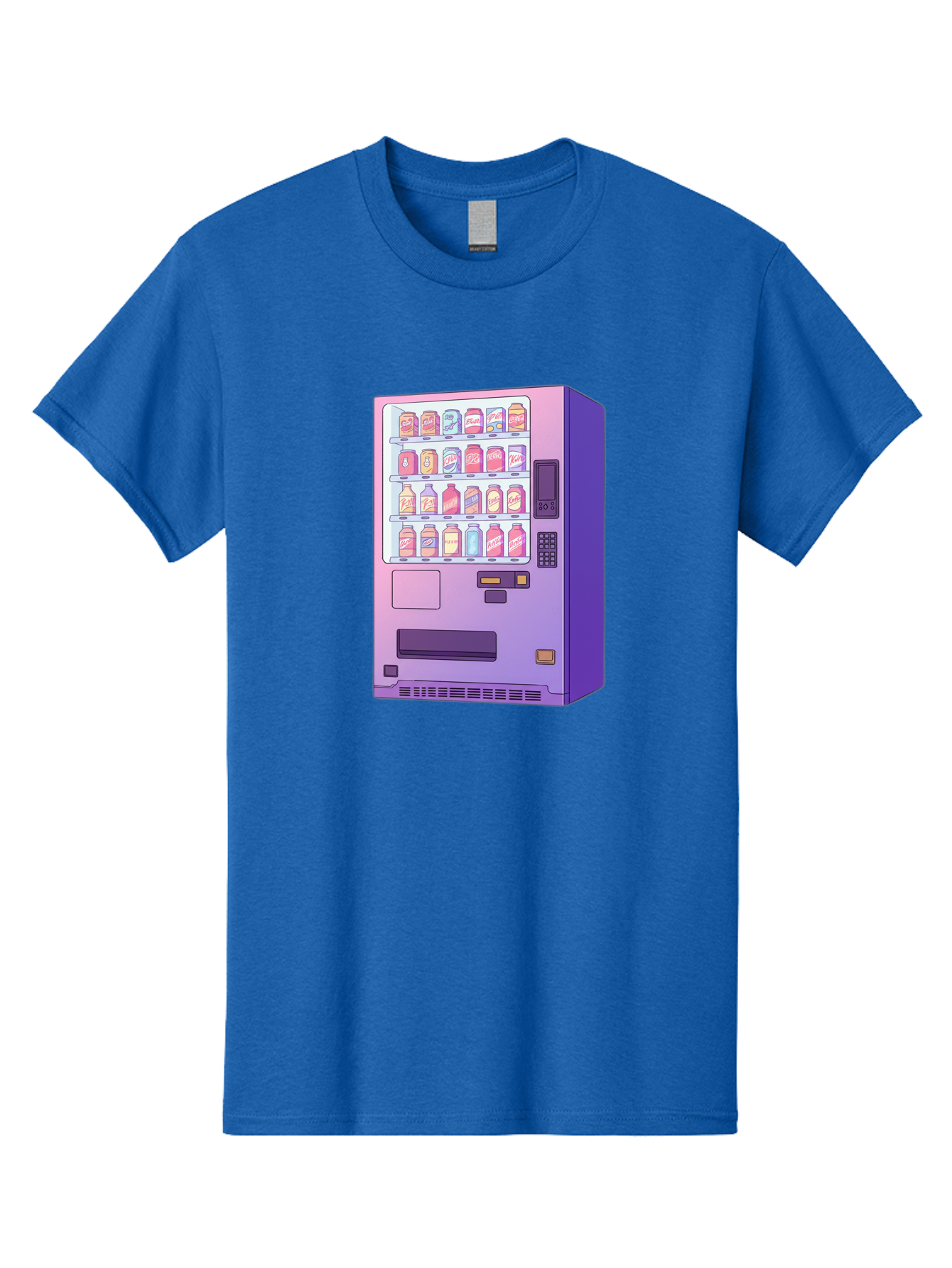 Vending-Machine Men'S Graphic Tee, 100% Cotton, Comfortable Casual Summer Wear, Machine Washable, Vending Machine, Soda Drinks, Colorful Cans, Vending Machine Interface, Automated Retail, Convenience Technology, Soft Drink Dispenser, Bac546
