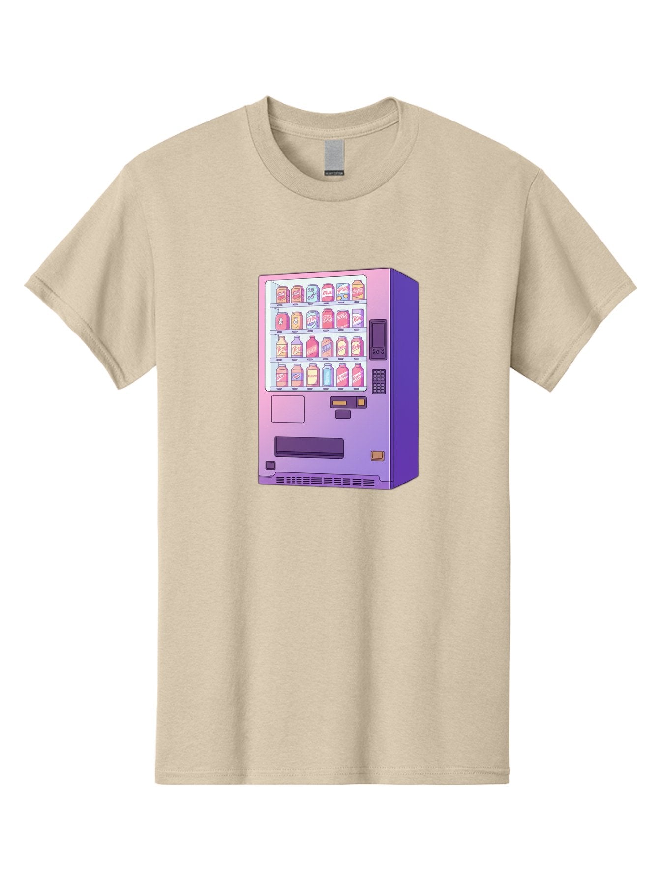 Vending-Machine Men'S Graphic Tee, 100% Cotton, Comfortable Casual Summer Wear, Machine Washable, Vending Machine, Soda Drinks, Colorful Cans, Vending Machine Interface, Automated Retail, Convenience Technology, Soft Drink Dispenser, Bac546 6