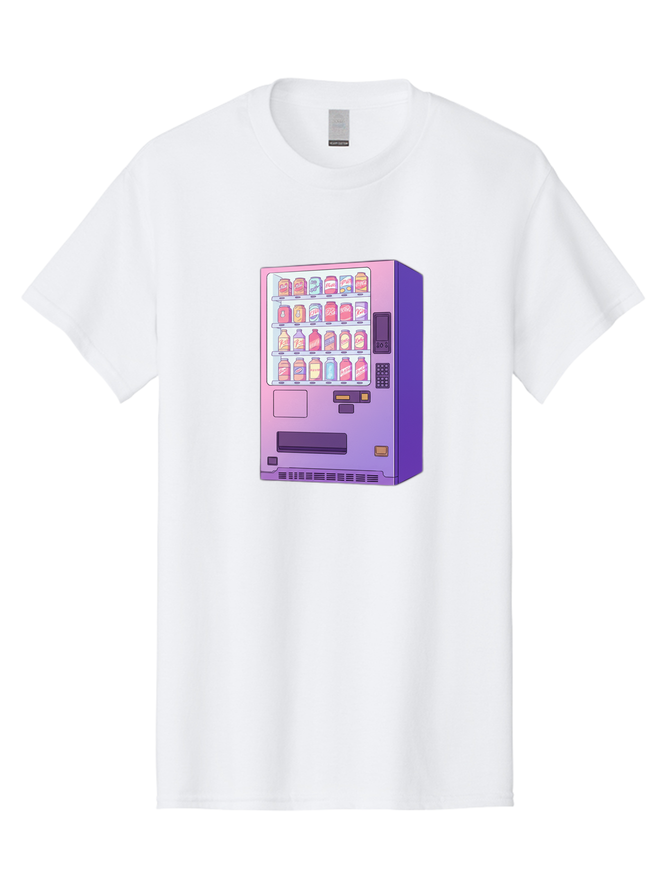 Vending-Machine Men'S Graphic Tee, 100% Cotton, Comfortable Casual Summer Wear, Machine Washable, Vending Machine, Soda Drinks, Colorful Cans, Vending Machine Interface, Automated Retail, Convenience Technology, Soft Drink Dispenser, Bac546 8