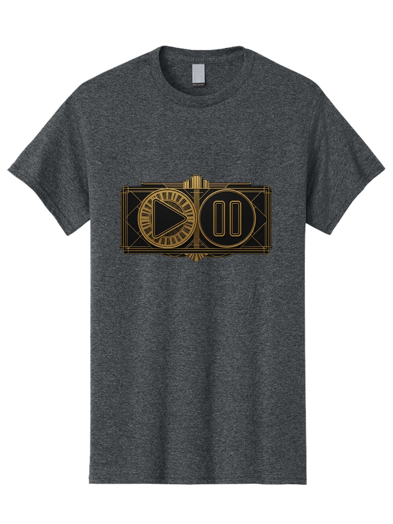 Video-Controls Men'S Graphic Tee, 100% Cotton, Comfortable Casual Summer Wear, Machine Washable, Play Button, Pause Button, Video Controls, Media Player, Gold Accents, Black Background, Modern Design, User Interface, Digital Media Bac547 9