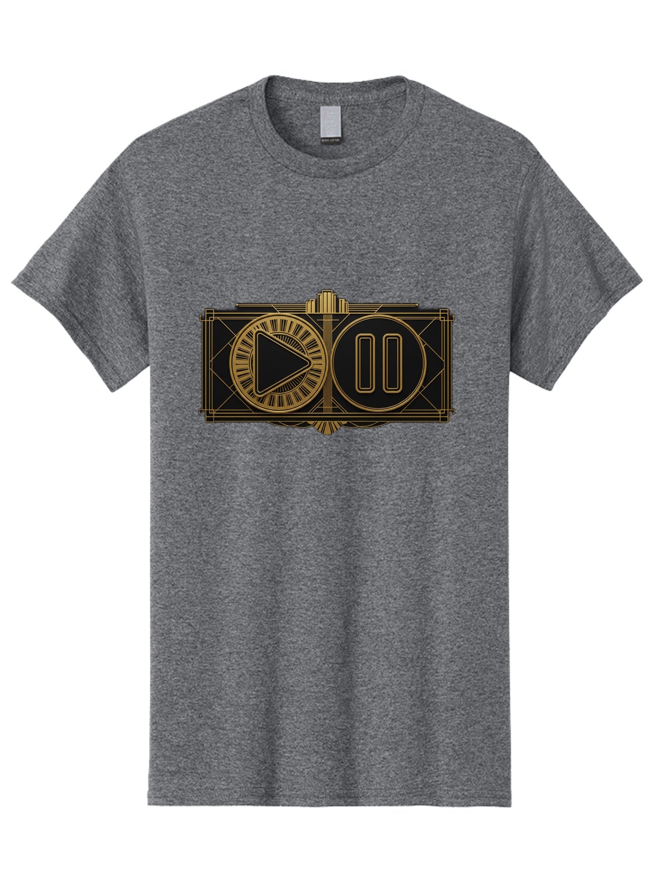 Video-Controls Men'S Graphic Tee, 100% Cotton, Comfortable Casual Summer Wear, Machine Washable, Play Button, Pause Button, Video Controls, Media Player, Gold Accents, Black Background, Modern Design, User Interface, Digital Media Bac547 13