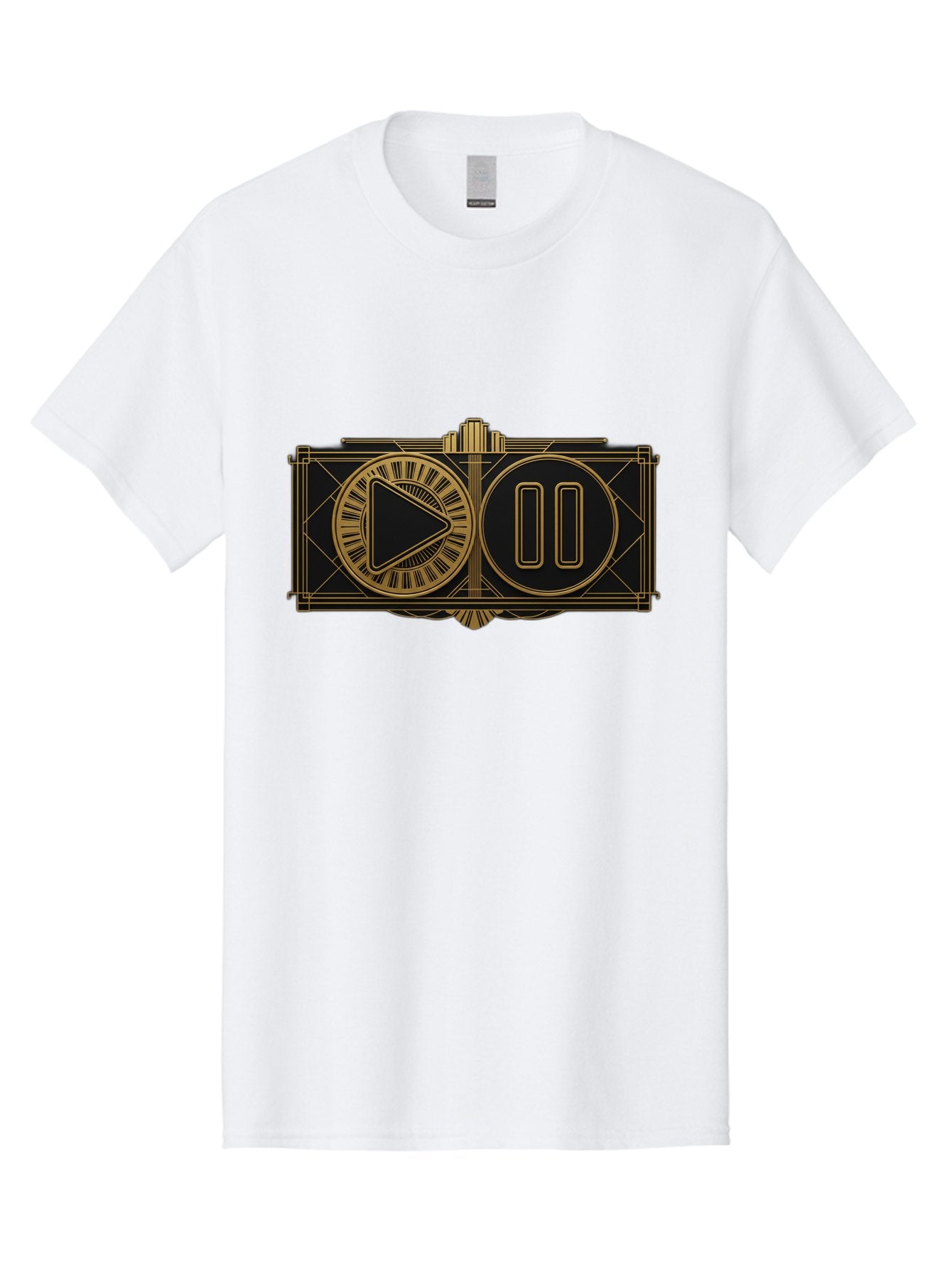 Video-Controls Men'S Graphic Tee, 100% Cotton, Comfortable Casual Summer Wear, Machine Washable, Play Button, Pause Button, Video Controls, Media Player, Gold Accents, Black Background, Modern Design, User Interface, Digital Media Bac547 6