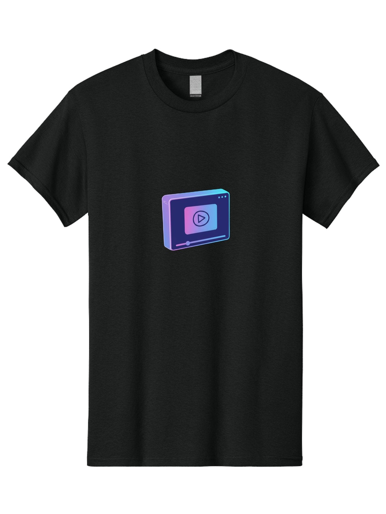 Video-Player Men'S Graphic Tee, 100% Cotton, Comfortable Casual Summer Wear, Machine Washable, Video Player Icon, Play Button, Media Player, Digital Video, Online Streaming, Playback Controls Bac548 3