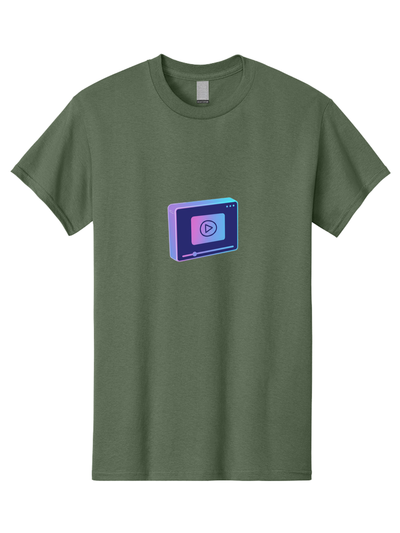 Video-Player Men'S Graphic Tee, 100% Cotton, Comfortable Casual Summer Wear, Machine Washable, Video Player Icon, Play Button, Media Player, Digital Video, Online Streaming, Playback Controls Bac548 8