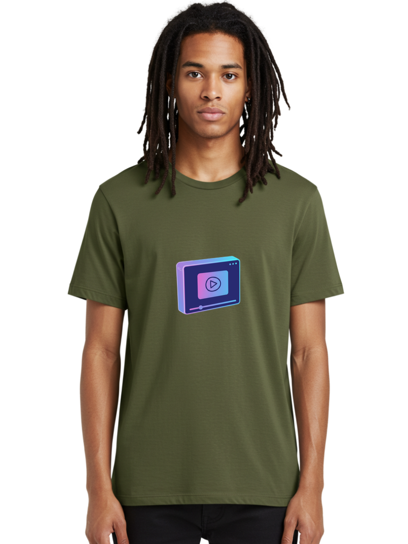 Video-Player Men'S Graphic Tee, 100% Cotton, Comfortable Casual Summer Wear, Machine Washable, Video Player Icon, Play Button, Media Player, Digital Video, Online Streaming, Playback Controls Bac548 23