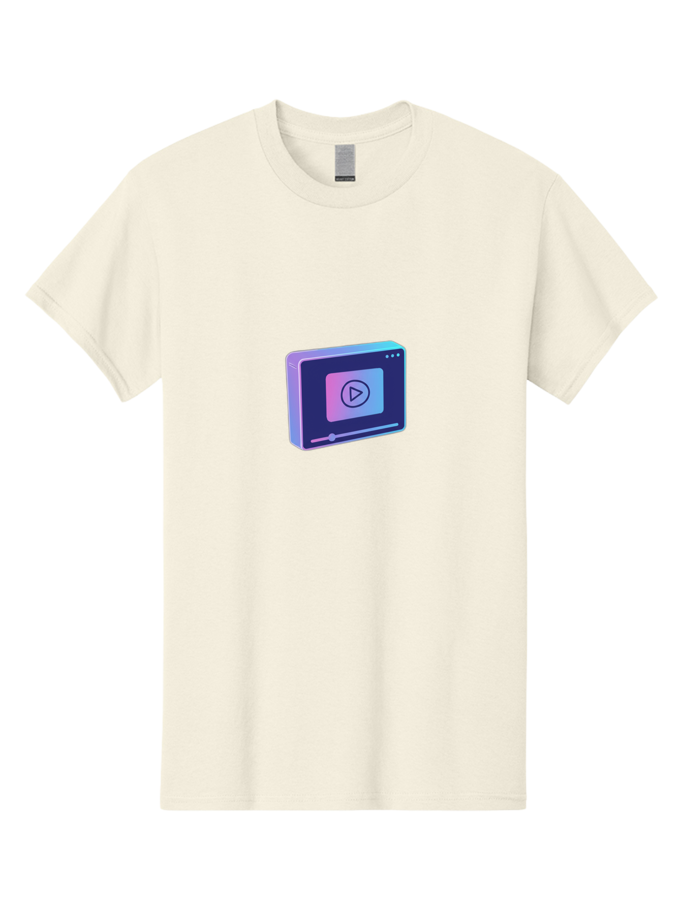 Video-Player Men'S Graphic Tee, 100% Cotton, Comfortable Casual Summer Wear, Machine Washable, Video Player Icon, Play Button, Media Player, Digital Video, Online Streaming, Playback Controls Bac548