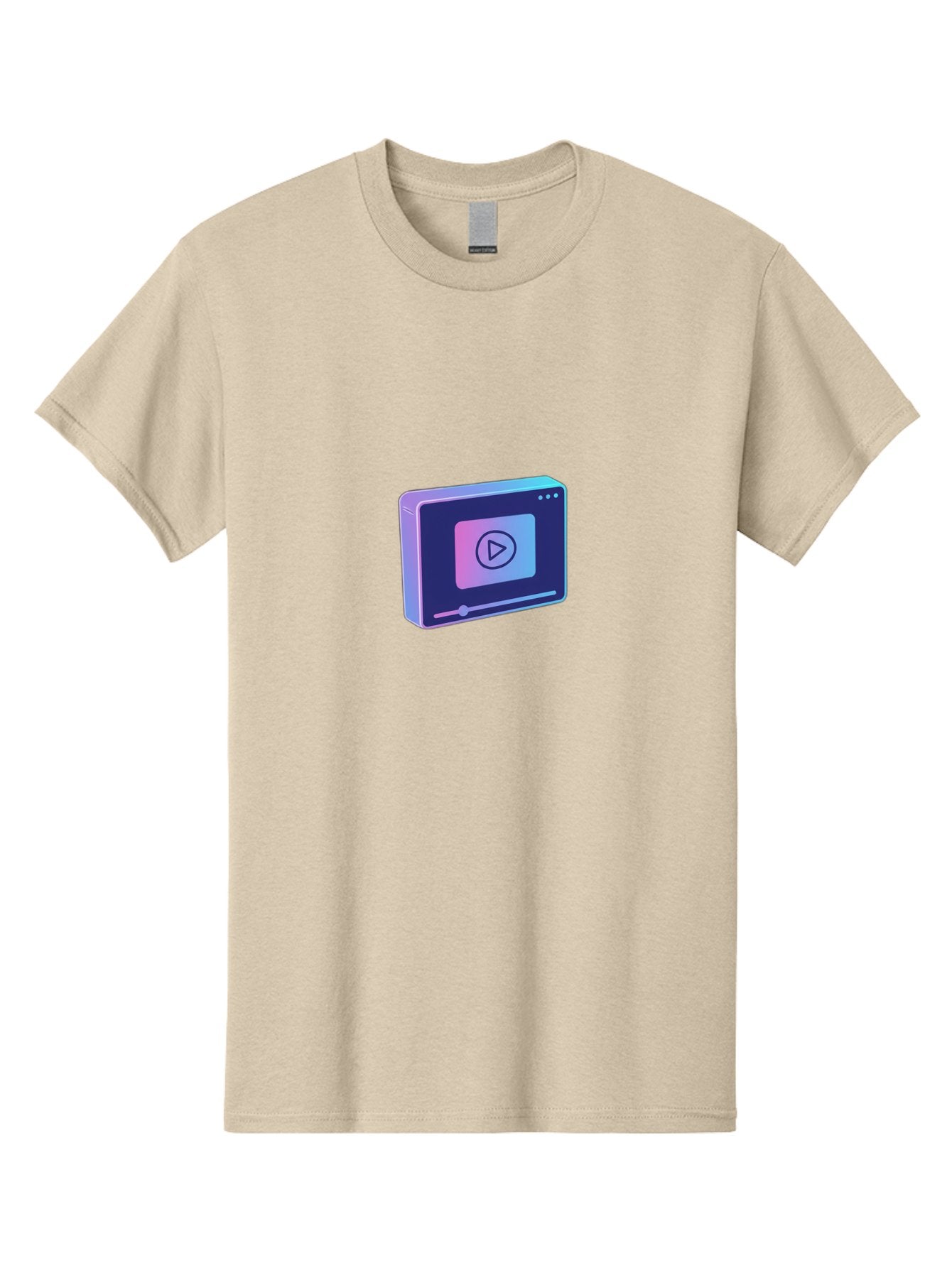 Video-Player Men'S Graphic Tee, 100% Cotton, Comfortable Casual Summer Wear, Machine Washable, Video Player Icon, Play Button, Media Player, Digital Video, Online Streaming, Playback Controls Bac548 6