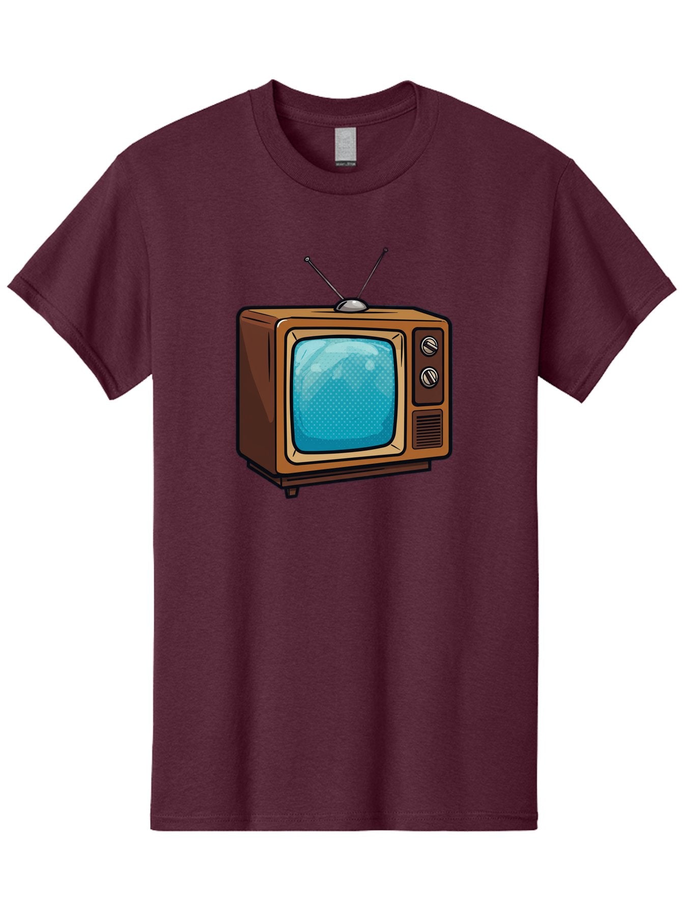 Vintage-Tv-2 Men'S Graphic Tee, 100% Cotton, Comfortable Casual Summer Wear, Machine Washable, Vintage Television Set, Retro Electronics, Old-Fashioned Tv, Analog Broadcasting, Classic Entertainment, Nostalgic Technology, Television Antenna Bac550 12
