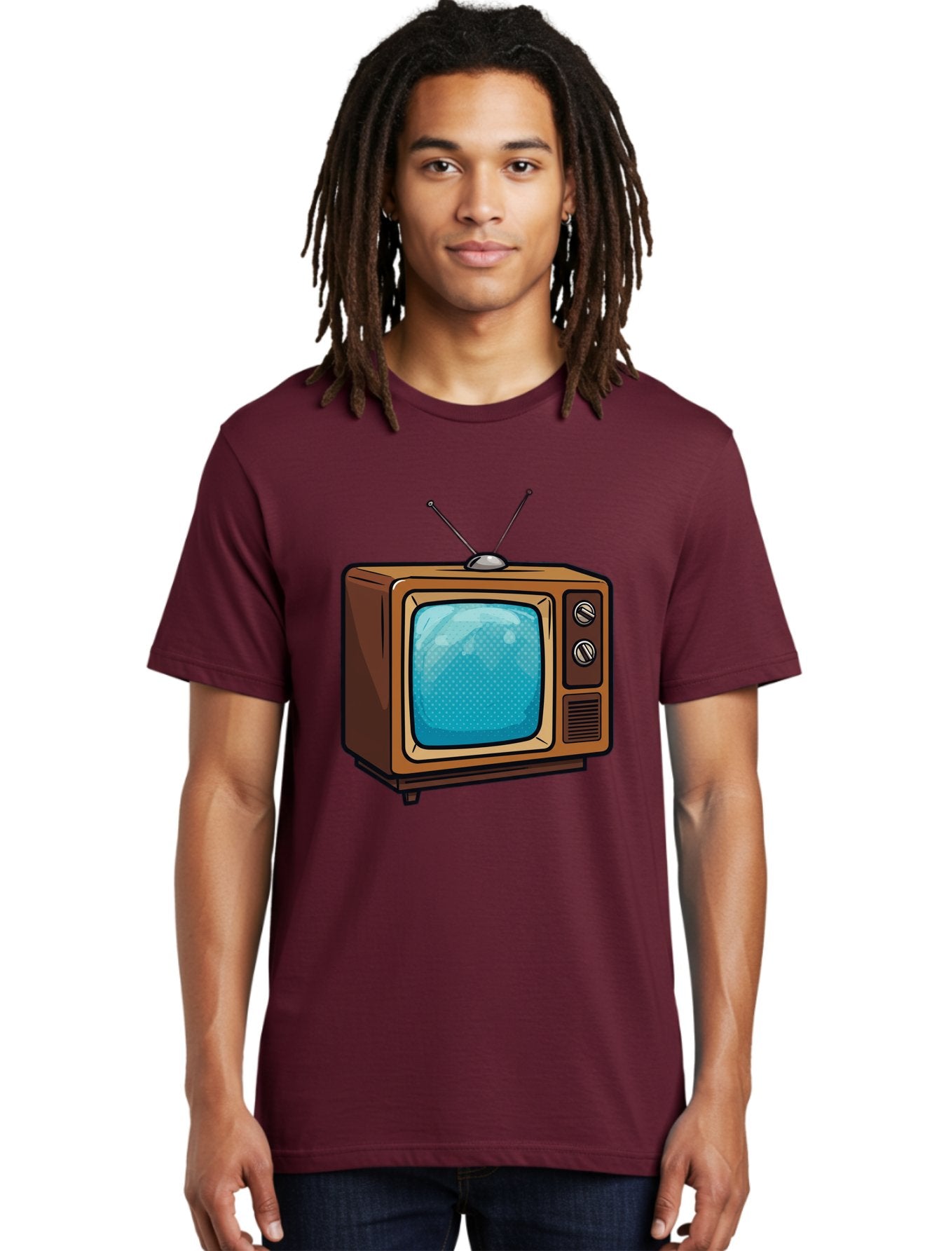 Vintage-Tv-2 Men'S Graphic Tee, 100% Cotton, Comfortable Casual Summer Wear, Machine Washable, Vintage Television Set, Retro Electronics, Old-Fashioned Tv, Analog Broadcasting, Classic Entertainment, Nostalgic Technology, Television Antenna Bac550 28