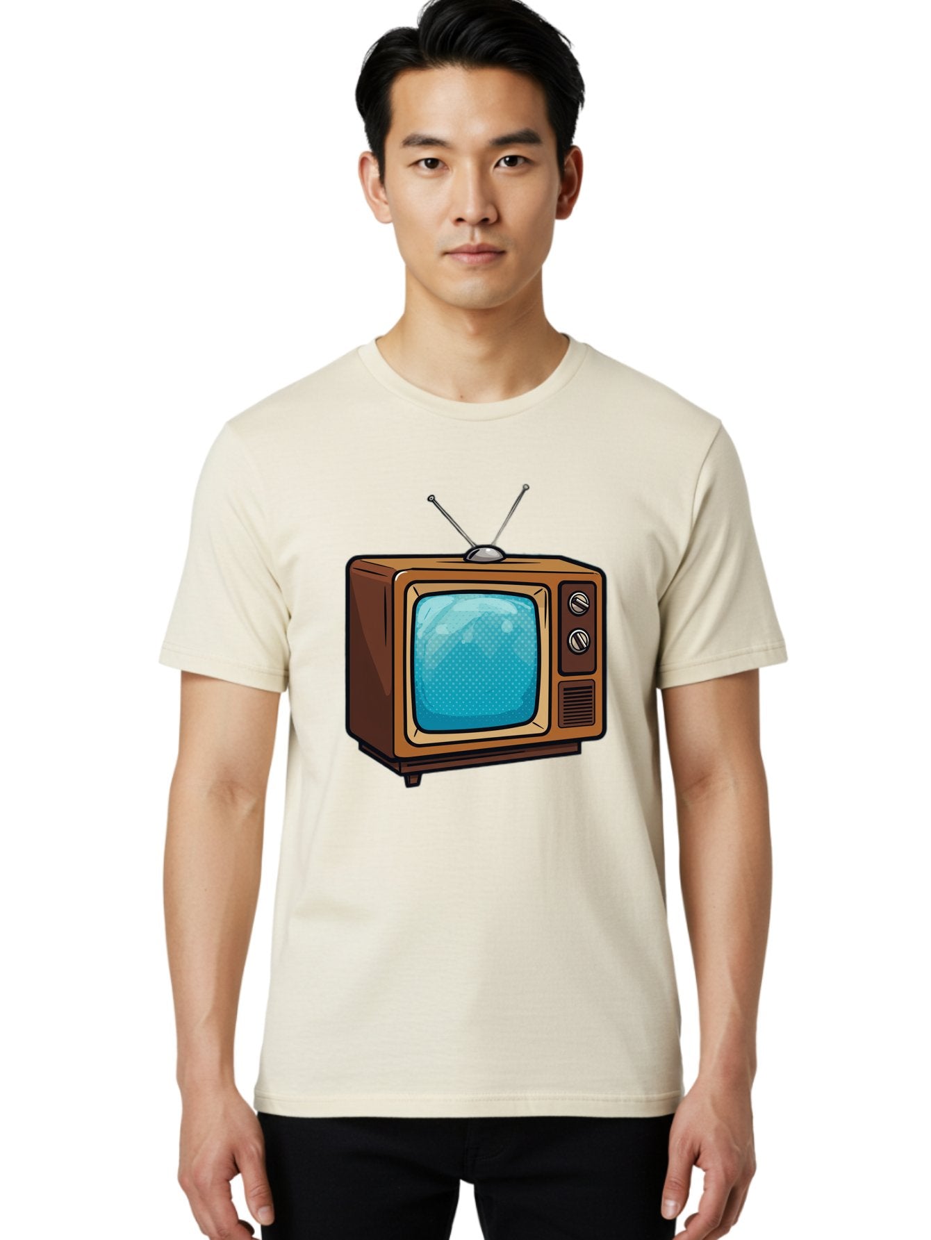 Vintage-Tv-2 Men'S Graphic Tee, 100% Cotton, Comfortable Casual Summer Wear, Machine Washable, Vintage Television Set, Retro Electronics, Old-Fashioned Tv, Analog Broadcasting, Classic Entertainment, Nostalgic Technology, Television Antenna Bac550 22