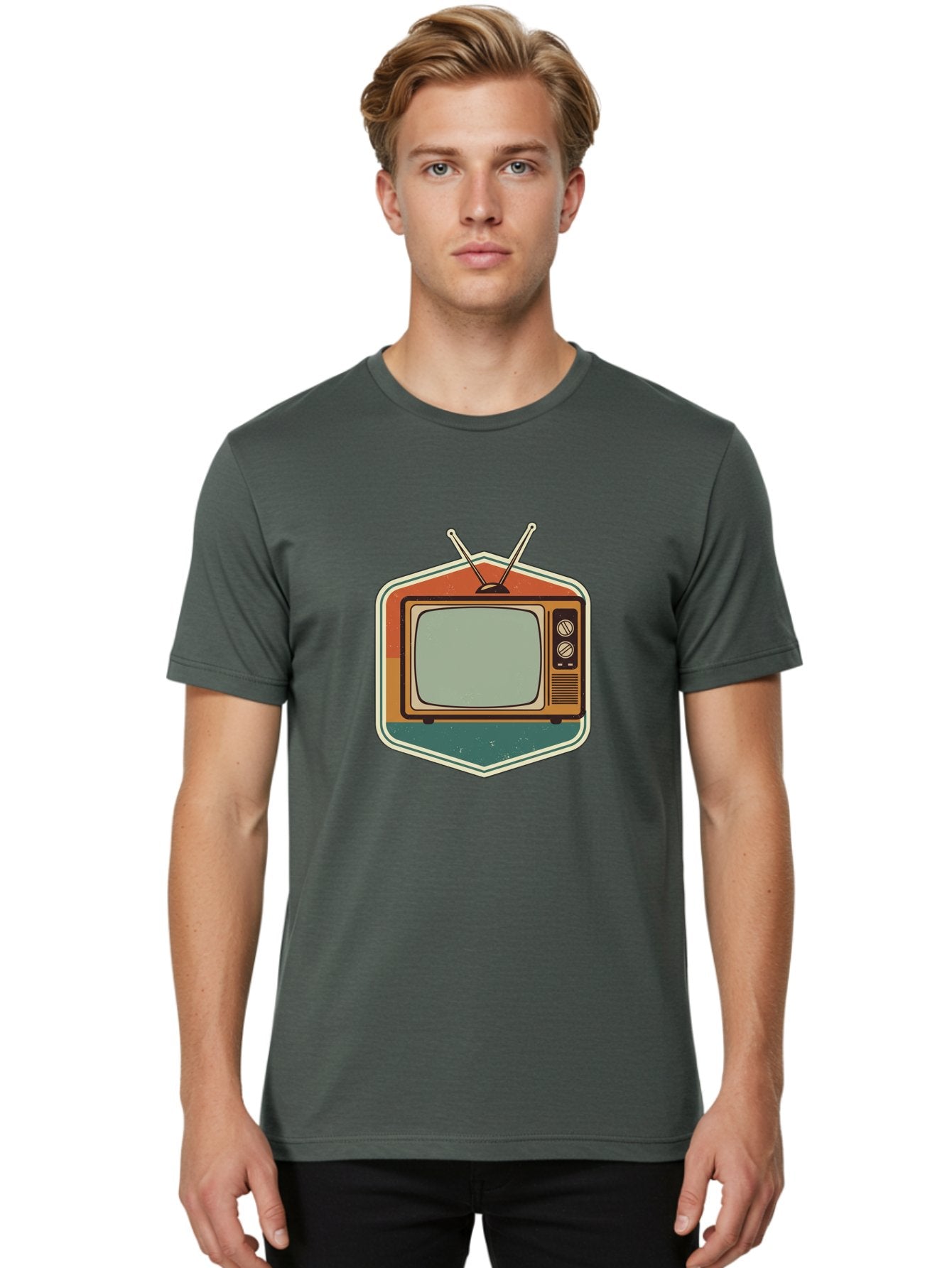 Vintage-Tv Men'S Graphic Tee, 100% Cotton, Comfortable Casual Summer Wear, Machine Washable, Retro Television Set, Old Tv, Vintage Tech, Antique Electronics, Classic Entertainment, Nostalgic Design, Analog Tv, Retro Aesthetic Bac551 28