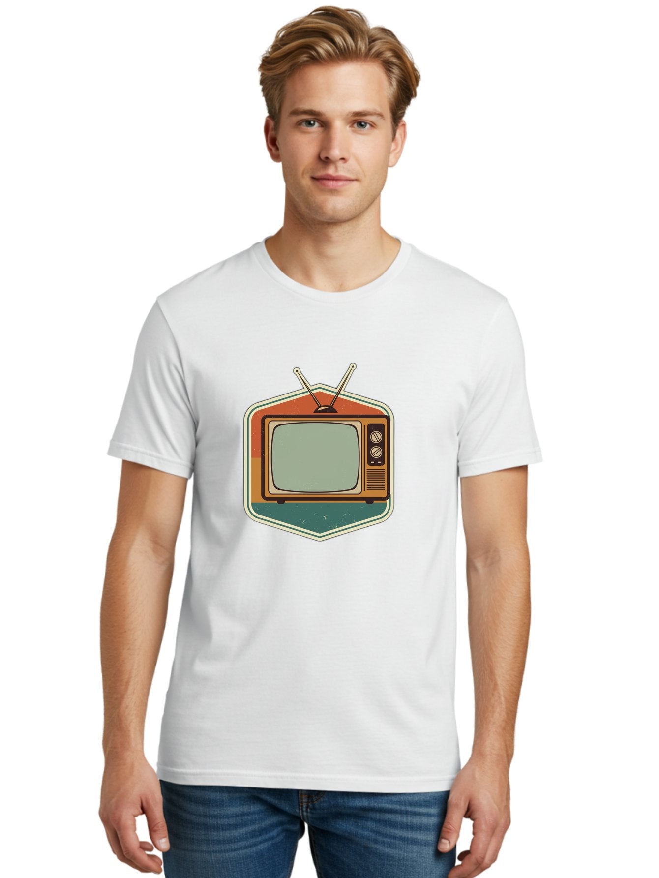 Vintage-Tv Men'S Graphic Tee, 100% Cotton, Comfortable Casual Summer Wear, Machine Washable, Retro Television Set, Old Tv, Vintage Tech, Antique Electronics, Classic Entertainment, Nostalgic Design, Analog Tv, Retro Aesthetic Bac551 30