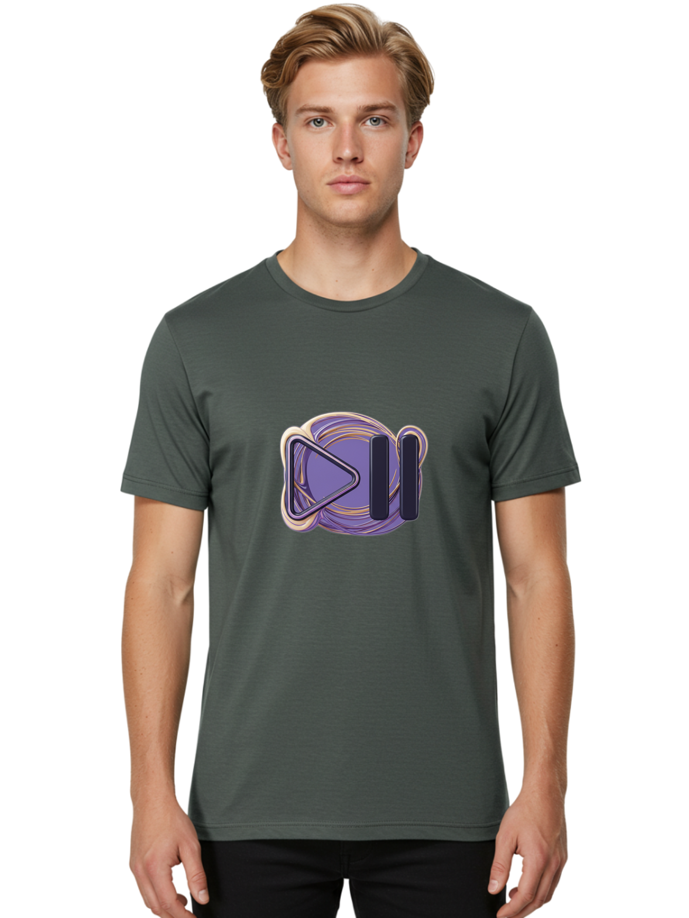 Virtual-Reality-Headset Men'S Graphic Tee, 100% Cotton, Comfortable Casual Summer Wear, Machine Washable, Virtual Reality Headset, Vr Technology, Purple Design, Metallic Accents, Futuristic Style, Gaming Accessory, Immersive Experience, Bac552 20