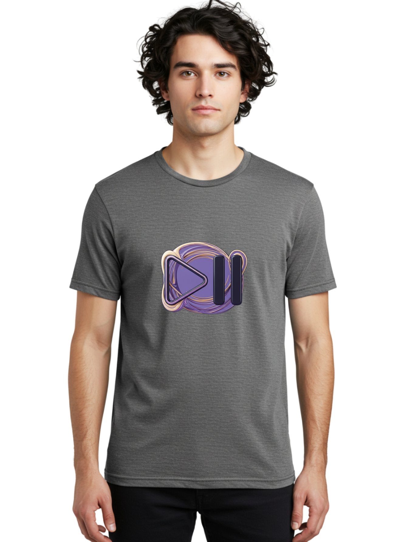 Virtual-Reality-Headset Men'S Graphic Tee, 100% Cotton, Comfortable Casual Summer Wear, Machine Washable, Virtual Reality Headset, Vr Technology, Purple Design, Metallic Accents, Futuristic Style, Gaming Accessory, Immersive Experience, Bac552 23