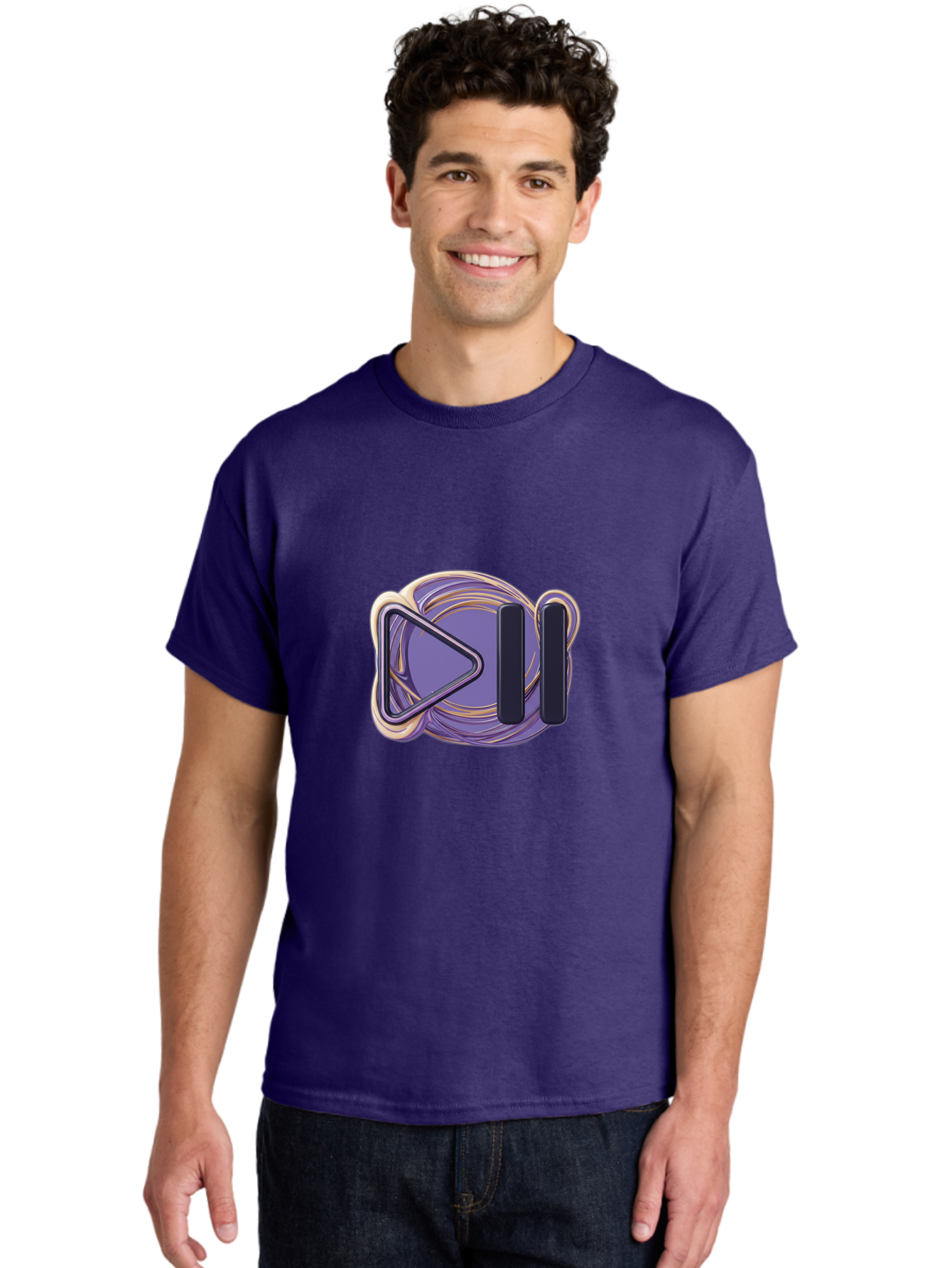 Virtual-Reality-Headset Men'S Graphic Tee, 100% Cotton, Comfortable Casual Summer Wear, Machine Washable, Virtual Reality Headset, Vr Technology, Purple Design, Metallic Accents, Futuristic Style, Gaming Accessory, Immersive Experience, Bac552 18