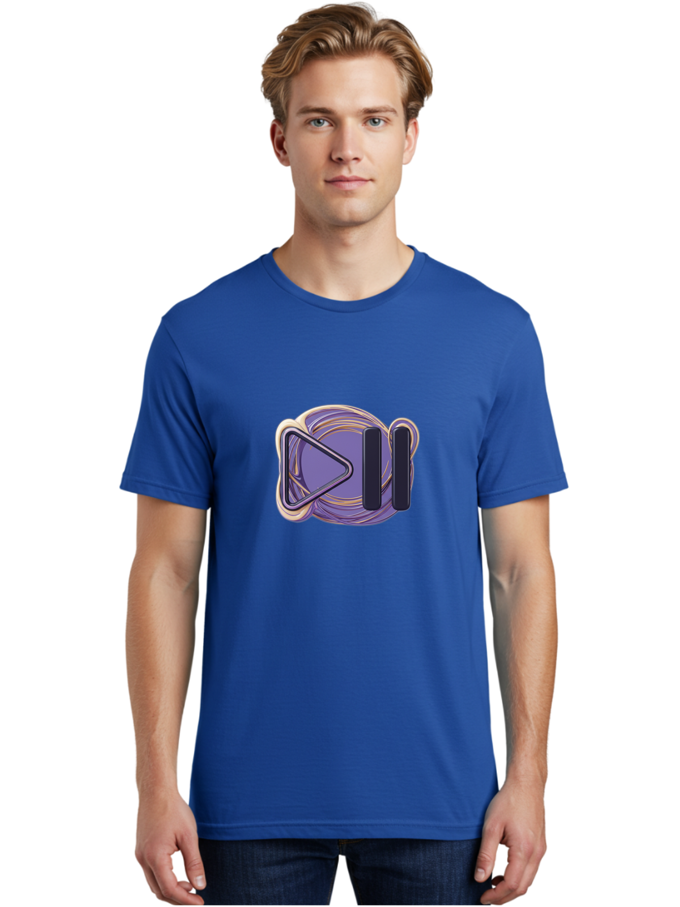 Virtual-Reality-Headset Men'S Graphic Tee, 100% Cotton, Comfortable Casual Summer Wear, Machine Washable, Virtual Reality Headset, Vr Technology, Purple Design, Metallic Accents, Futuristic Style, Gaming Accessory, Immersive Experience, Bac552 30