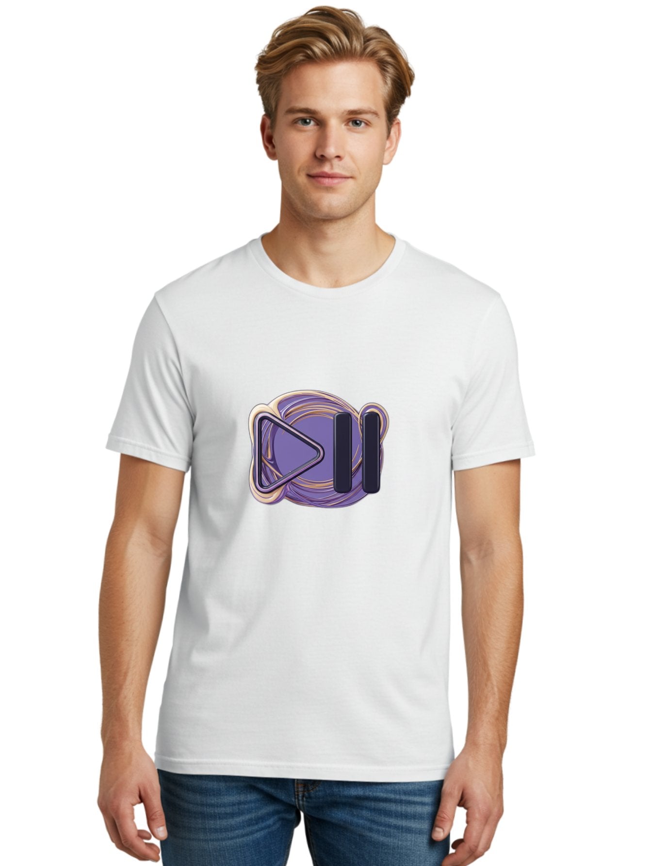Virtual-Reality-Headset Men'S Graphic Tee, 100% Cotton, Comfortable Casual Summer Wear, Machine Washable, Virtual Reality Headset, Vr Technology, Purple Design, Metallic Accents, Futuristic Style, Gaming Accessory, Immersive Experience, Bac552 30