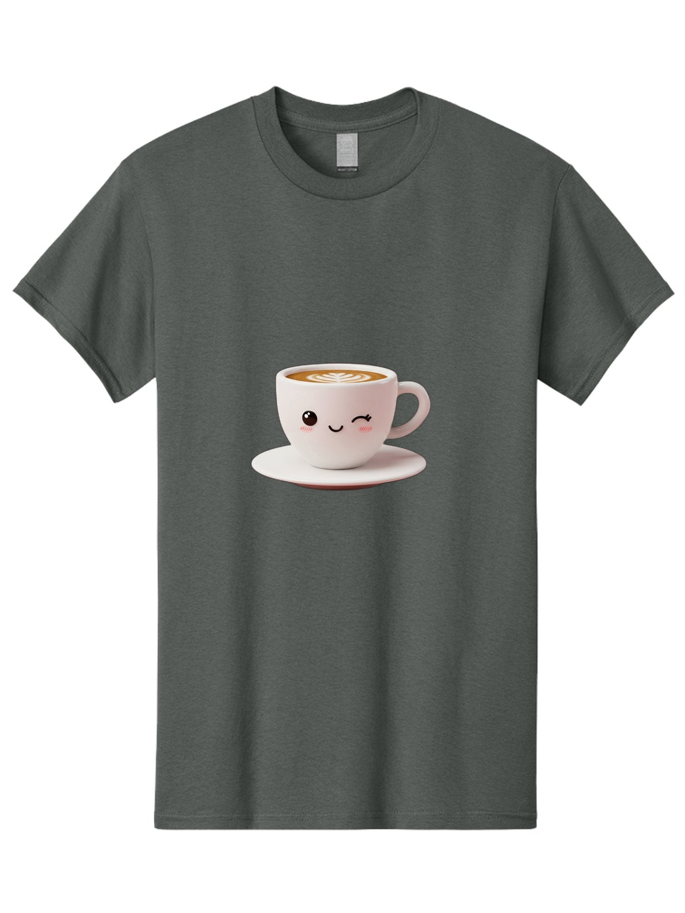 Winking-Coffee-Cup Men'S Graphic Tee, 100% Cotton, Comfortable Casual Summer Wear, Machine Washable, Cute Coffee Cup, Cartoon Character, Coffee Break, Latte Art, Winking Face, Adorable Design, Morning Pick-Me-Up, Coffee Lover, Cozy Vibes Bac553 5