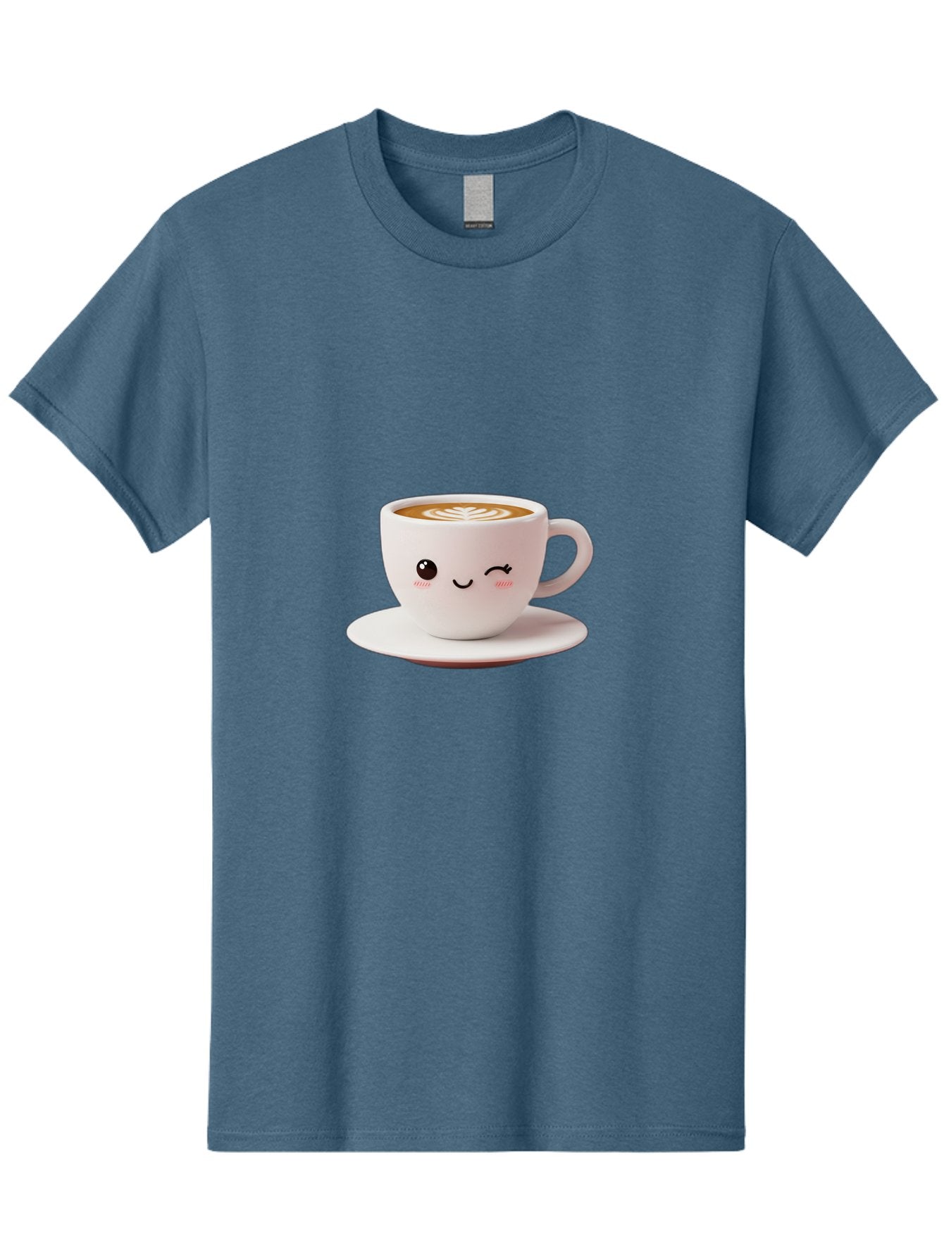 Winking-Coffee-Cup Men'S Graphic Tee, 100% Cotton, Comfortable Casual Summer Wear, Machine Washable, Cute Coffee Cup, Cartoon Character, Coffee Break, Latte Art, Winking Face, Adorable Design, Morning Pick-Me-Up, Coffee Lover, Cozy Vibes Bac553