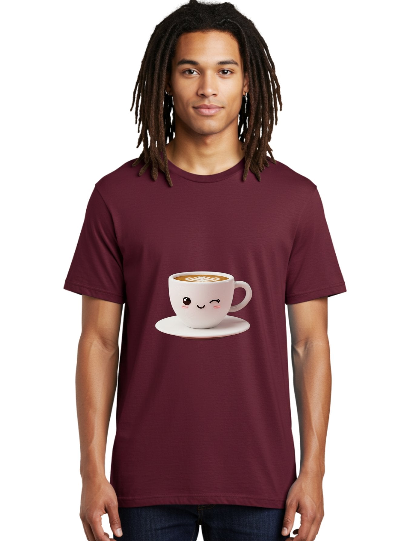 Winking-Coffee-Cup Men'S Graphic Tee, 100% Cotton, Comfortable Casual Summer Wear, Machine Washable, Cute Coffee Cup, Cartoon Character, Coffee Break, Latte Art, Winking Face, Adorable Design, Morning Pick-Me-Up, Coffee Lover, Cozy Vibes Bac553 26