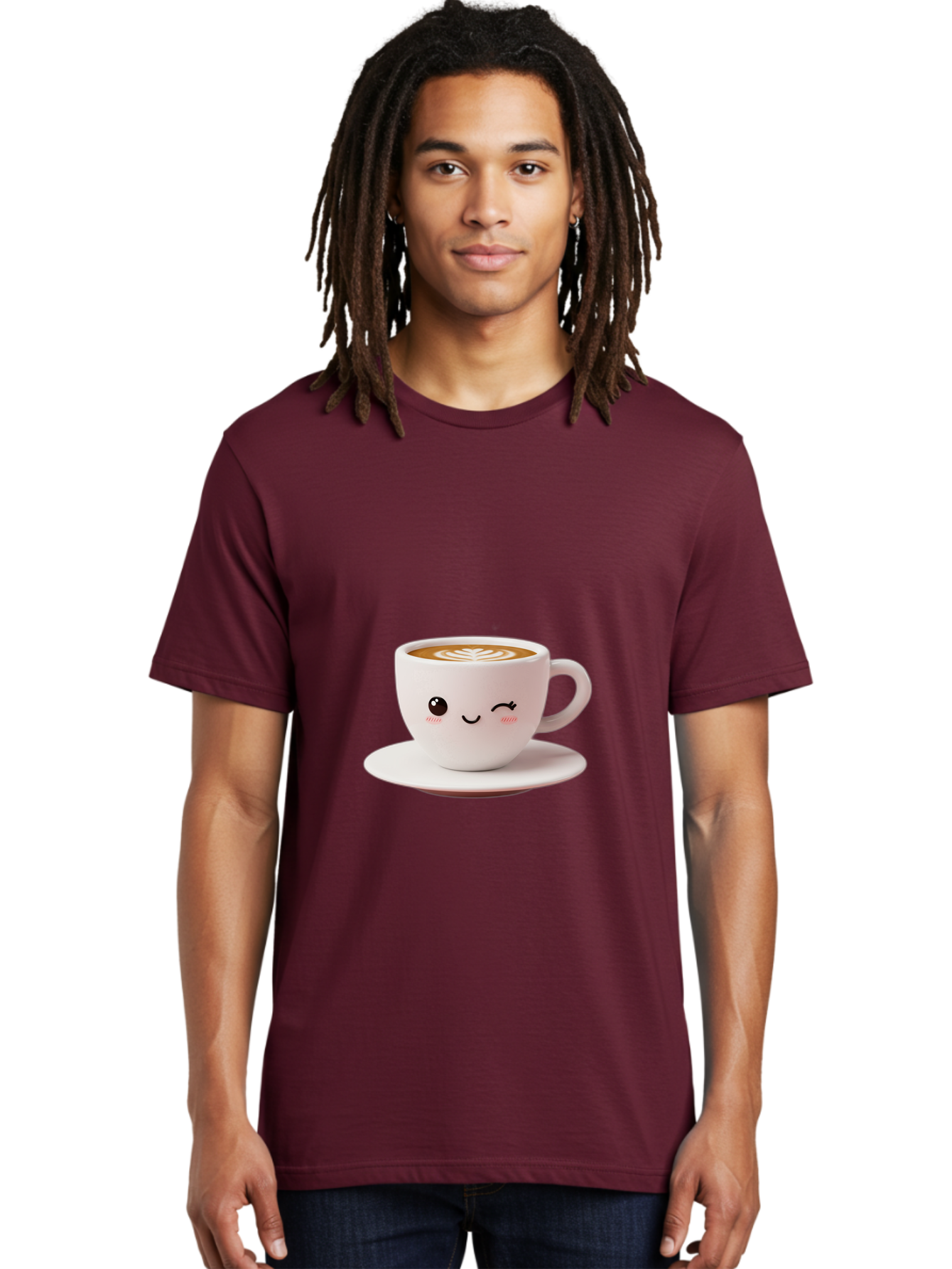 Winking-Coffee-Cup Men'S Graphic Tee, 100% Cotton, Comfortable Casual Summer Wear, Machine Washable, Cute Coffee Cup, Cartoon Character, Coffee Break, Latte Art, Winking Face, Adorable Design, Morning Pick-Me-Up, Coffee Lover, Cozy Vibes Bac553 20