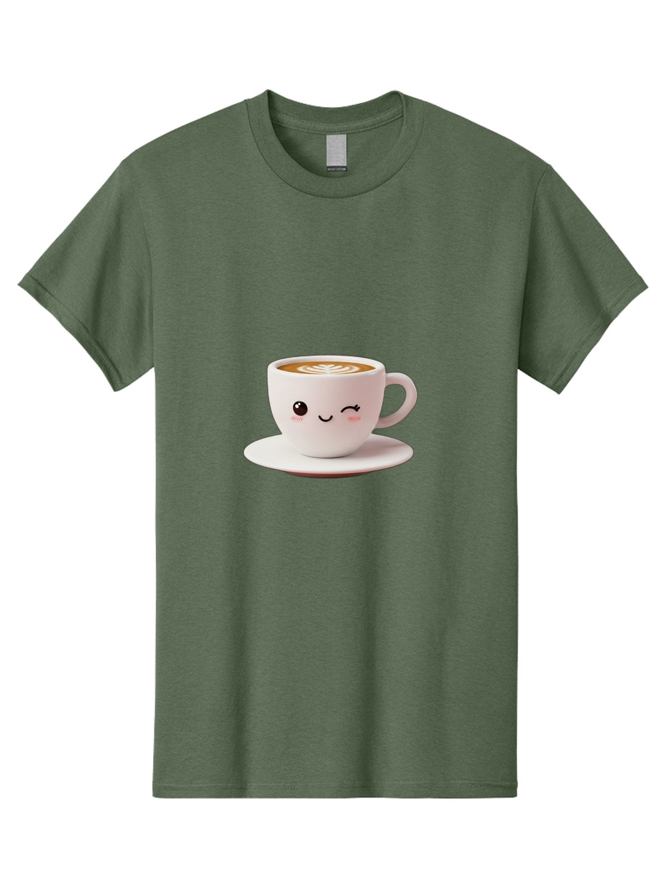 Winking-Coffee-Cup Men'S Graphic Tee, 100% Cotton, Comfortable Casual Summer Wear, Machine Washable, Cute Coffee Cup, Cartoon Character, Coffee Break, Latte Art, Winking Face, Adorable Design, Morning Pick-Me-Up, Coffee Lover, Cozy Vibes Bac553 4