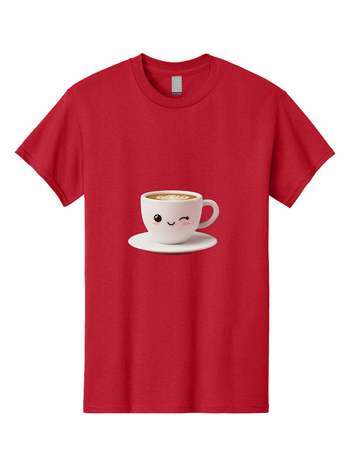 Winking-Coffee-Cup Men'S Graphic Tee, 100% Cotton, Comfortable Casual Summer Wear, Machine Washable, Cute Coffee Cup, Cartoon Character, Coffee Break, Latte Art, Winking Face, Adorable Design, Morning Pick-Me-Up, Coffee Lover, Cozy Vibes Bac553