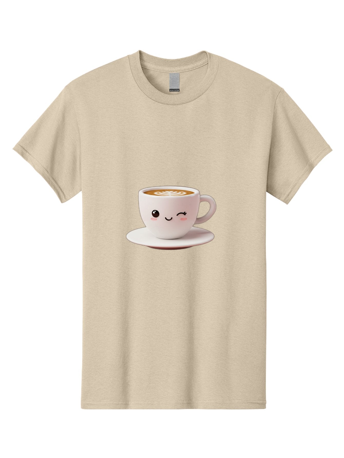 Winking-Coffee-Cup Men'S Graphic Tee, 100% Cotton, Comfortable Casual Summer Wear, Machine Washable, Cute Coffee Cup, Cartoon Character, Coffee Break, Latte Art, Winking Face, Adorable Design, Morning Pick-Me-Up, Coffee Lover, Cozy Vibes Bac553 3