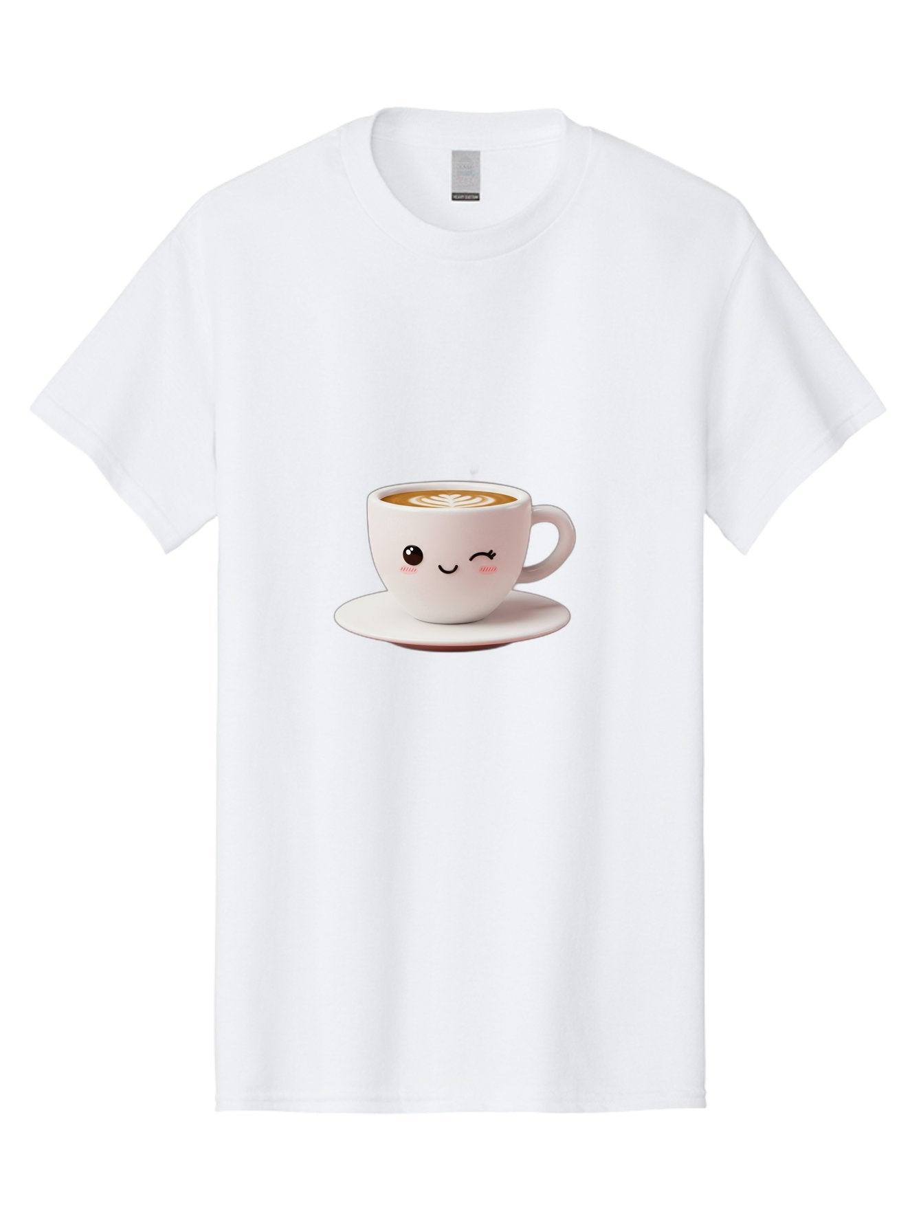 Winking-Coffee-Cup Men'S Graphic Tee, 100% Cotton, Comfortable Casual Summer Wear, Machine Washable, Cute Coffee Cup, Cartoon Character, Coffee Break, Latte Art, Winking Face, Adorable Design, Morning Pick-Me-Up, Coffee Lover, Cozy Vibes Bac553 7