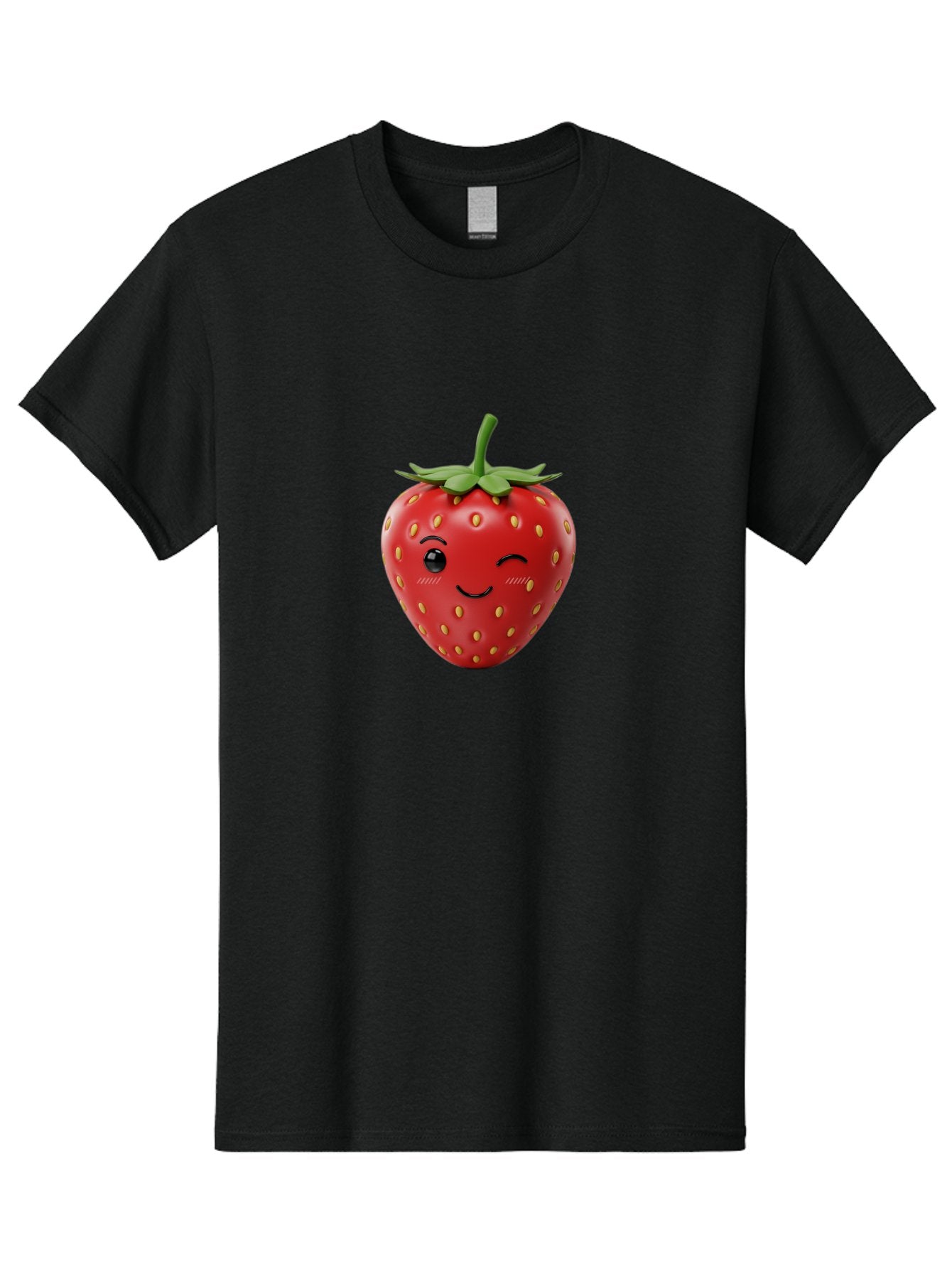 Winking-Strawberry-10 Men'S Graphic Tee, 100% Cotton, Comfortable Casual Summer Wear, Machine Washable, Red Strawberry, Cartoon Character, Winking Face, Smiling Strawberry, Cute Emoji, Fruit Illustration, Yellow Seeds, Strawberry Icon Bac555 13