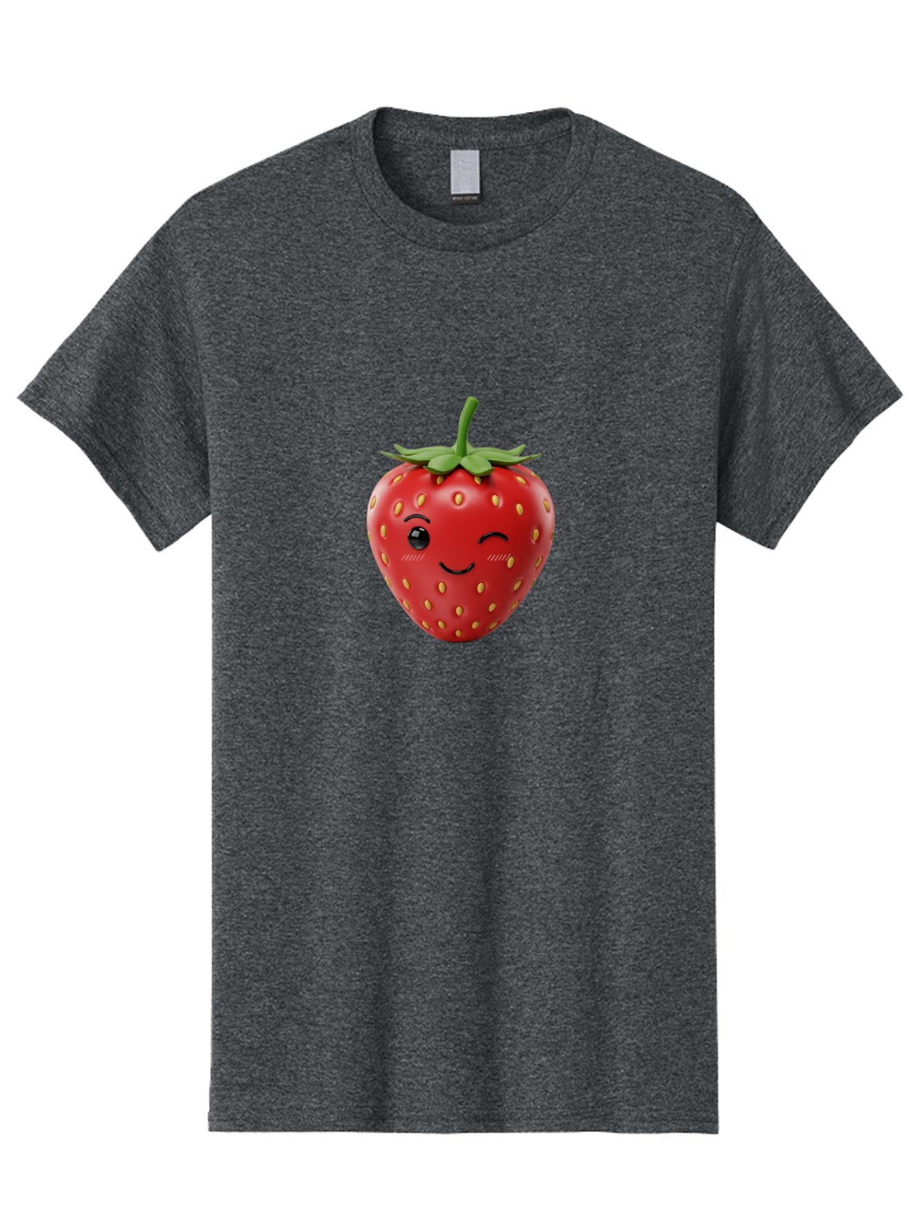 Winking-Strawberry-10 Men'S Graphic Tee, 100% Cotton, Comfortable Casual Summer Wear, Machine Washable, Red Strawberry, Cartoon Character, Winking Face, Smiling Strawberry, Cute Emoji, Fruit Illustration, Yellow Seeds, Strawberry Icon Bac555