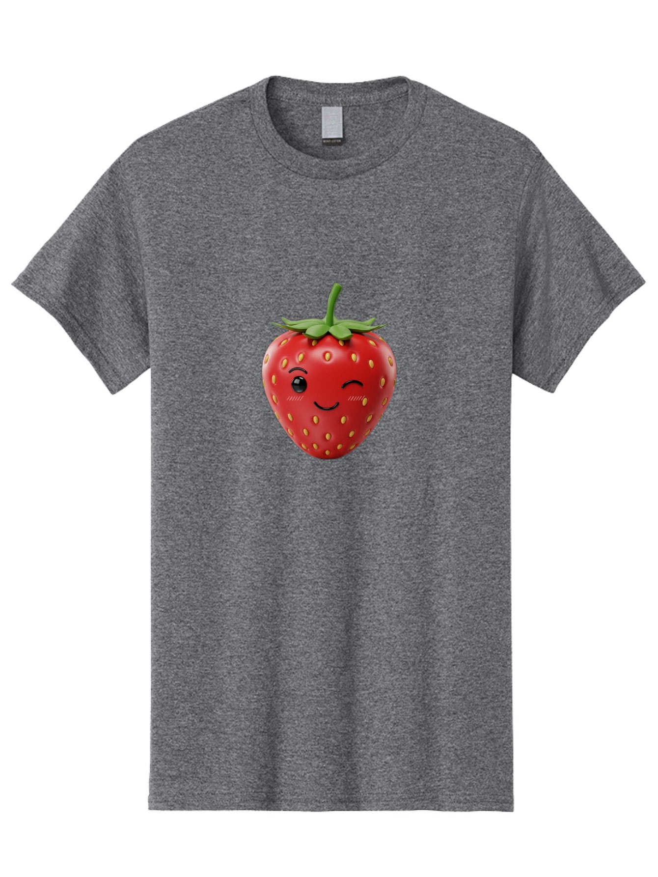 Winking-Strawberry-10 Men'S Graphic Tee, 100% Cotton, Comfortable Casual Summer Wear, Machine Washable, Red Strawberry, Cartoon Character, Winking Face, Smiling Strawberry, Cute Emoji, Fruit Illustration, Yellow Seeds, Strawberry Icon Bac555 11