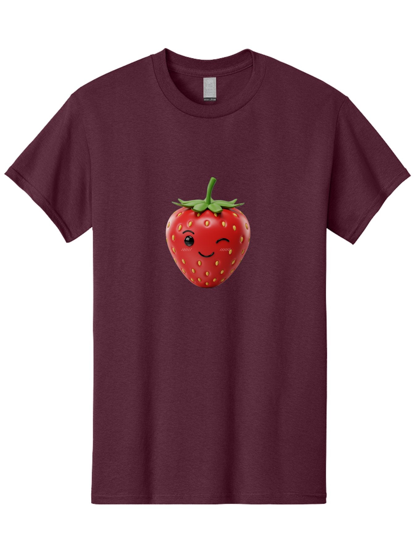 Winking-Strawberry-10 Men'S Graphic Tee, 100% Cotton, Comfortable Casual Summer Wear, Machine Washable, Red Strawberry, Cartoon Character, Winking Face, Smiling Strawberry, Cute Emoji, Fruit Illustration, Yellow Seeds, Strawberry Icon Bac555 6