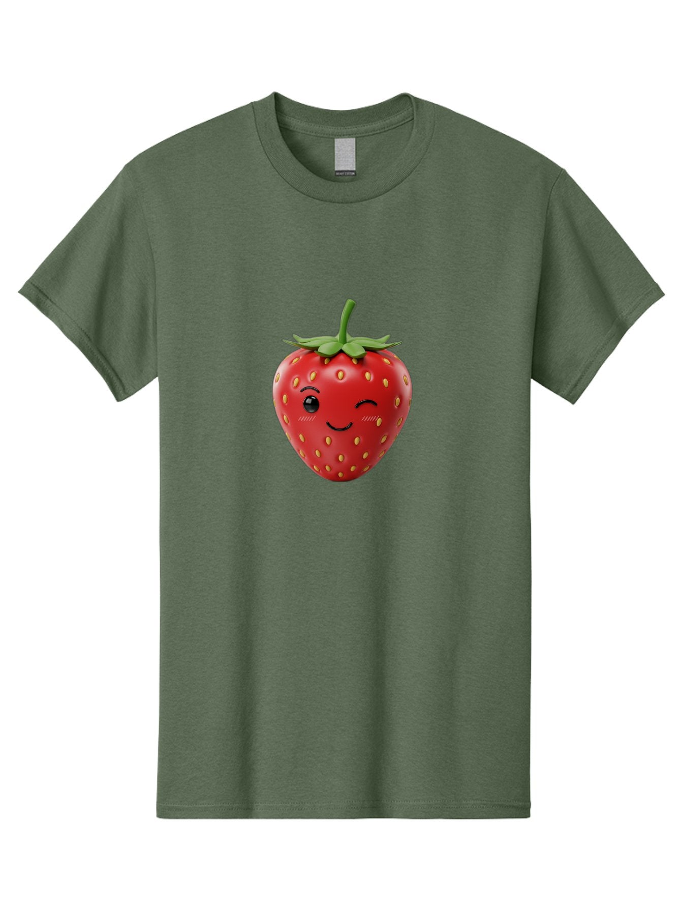 Winking-Strawberry-10 Men'S Graphic Tee, 100% Cotton, Comfortable Casual Summer Wear, Machine Washable, Red Strawberry, Cartoon Character, Winking Face, Smiling Strawberry, Cute Emoji, Fruit Illustration, Yellow Seeds, Strawberry Icon Bac555 10