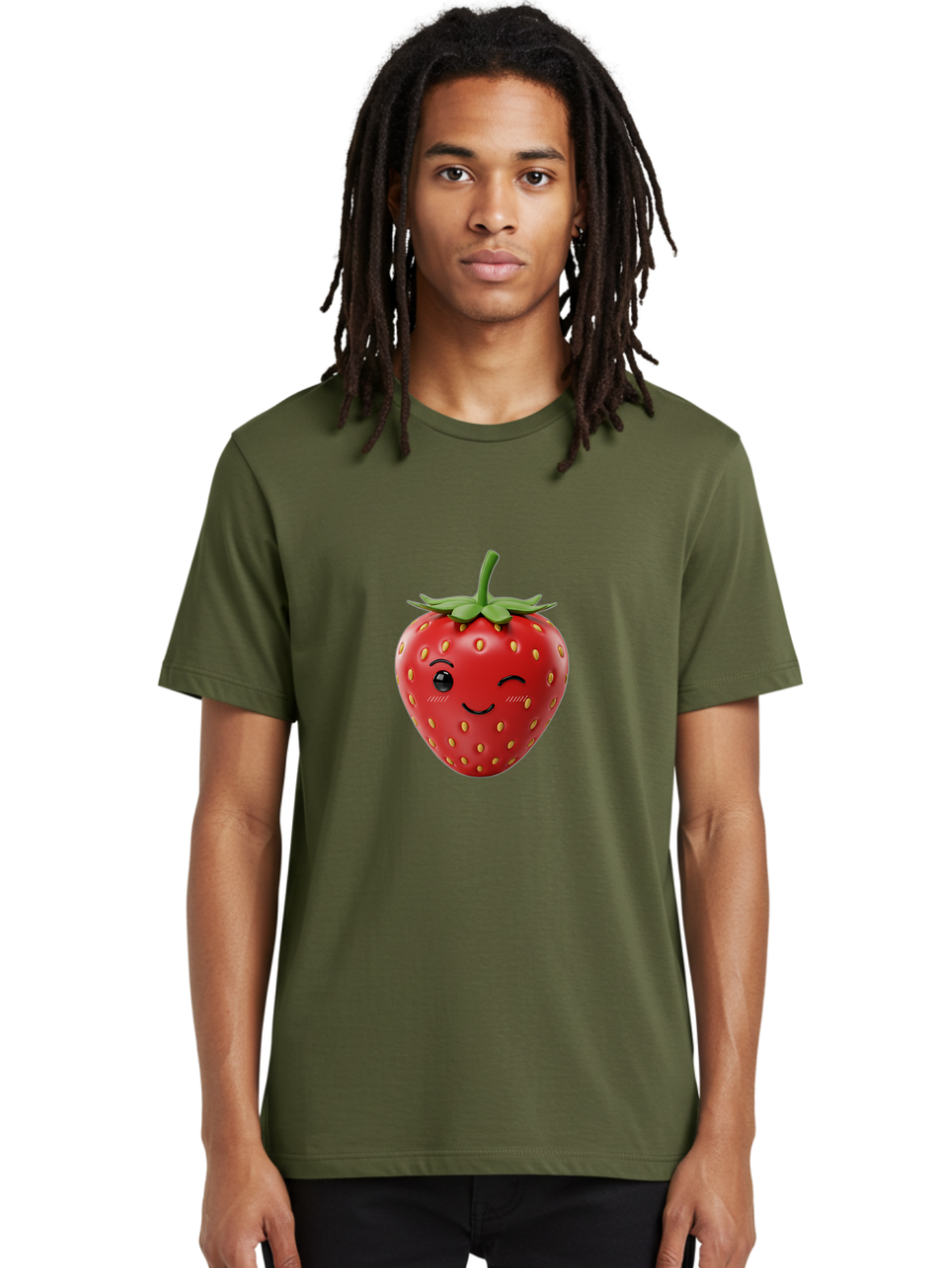 Winking-Strawberry-10 Men'S Graphic Tee, 100% Cotton, Comfortable Casual Summer Wear, Machine Washable, Red Strawberry, Cartoon Character, Winking Face, Smiling Strawberry, Cute Emoji, Fruit Illustration, Yellow Seeds, Strawberry Icon Bac555 29