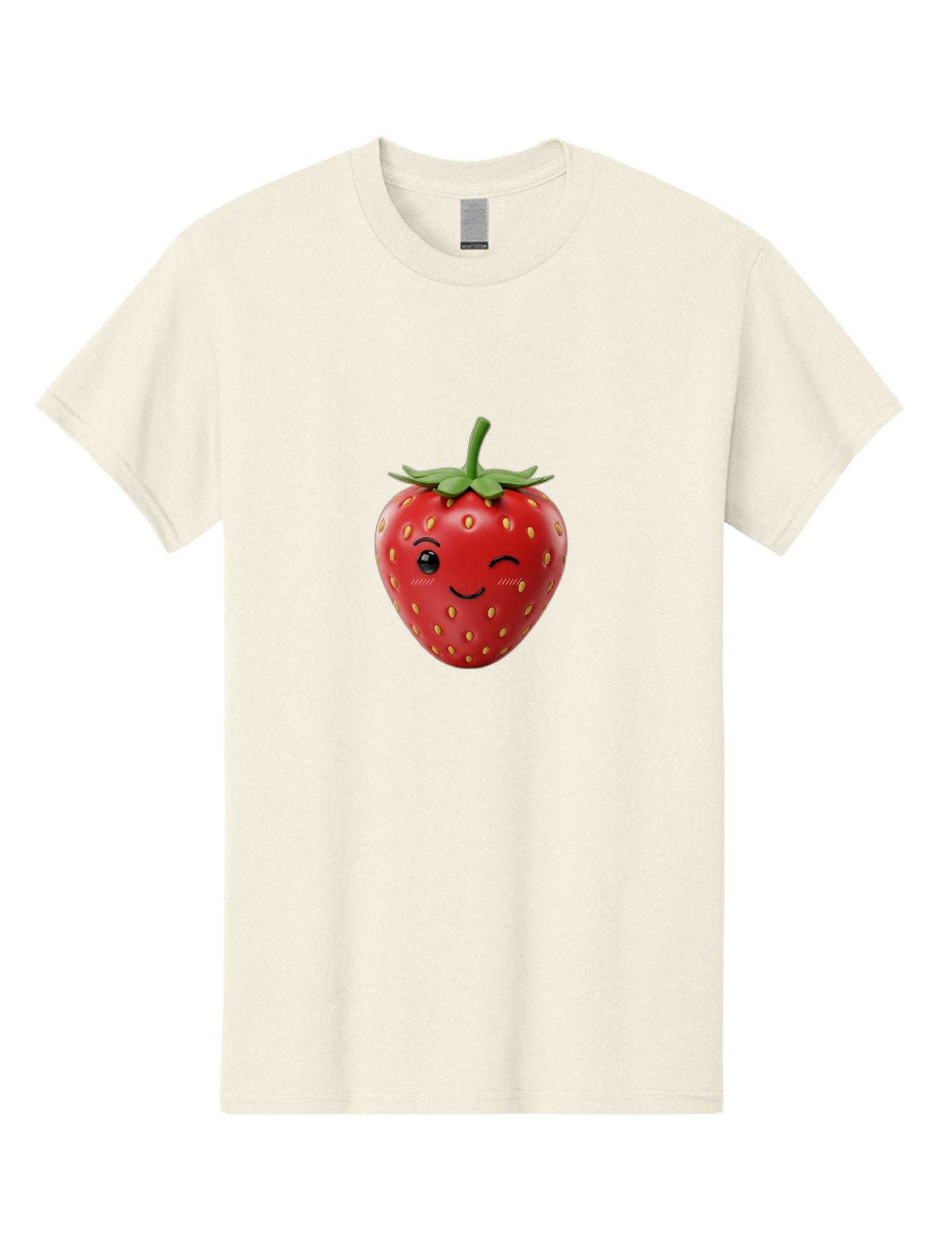 Winking-Strawberry-10 Men'S Graphic Tee, 100% Cotton, Comfortable Casual Summer Wear, Machine Washable, Red Strawberry, Cartoon Character, Winking Face, Smiling Strawberry, Cute Emoji, Fruit Illustration, Yellow Seeds, Strawberry Icon Bac555 3