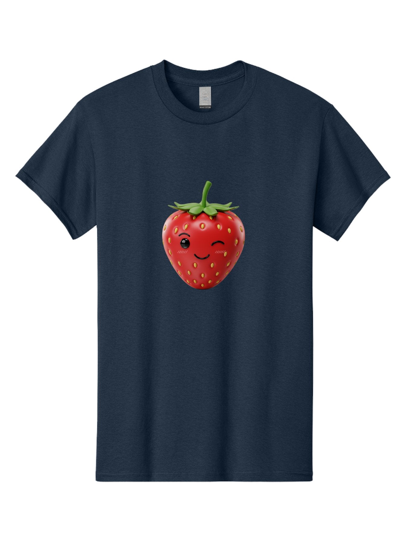 Winking-Strawberry-10 Men'S Graphic Tee, 100% Cotton, Comfortable Casual Summer Wear, Machine Washable, Red Strawberry, Cartoon Character, Winking Face, Smiling Strawberry, Cute Emoji, Fruit Illustration, Yellow Seeds, Strawberry Icon Bac555 8