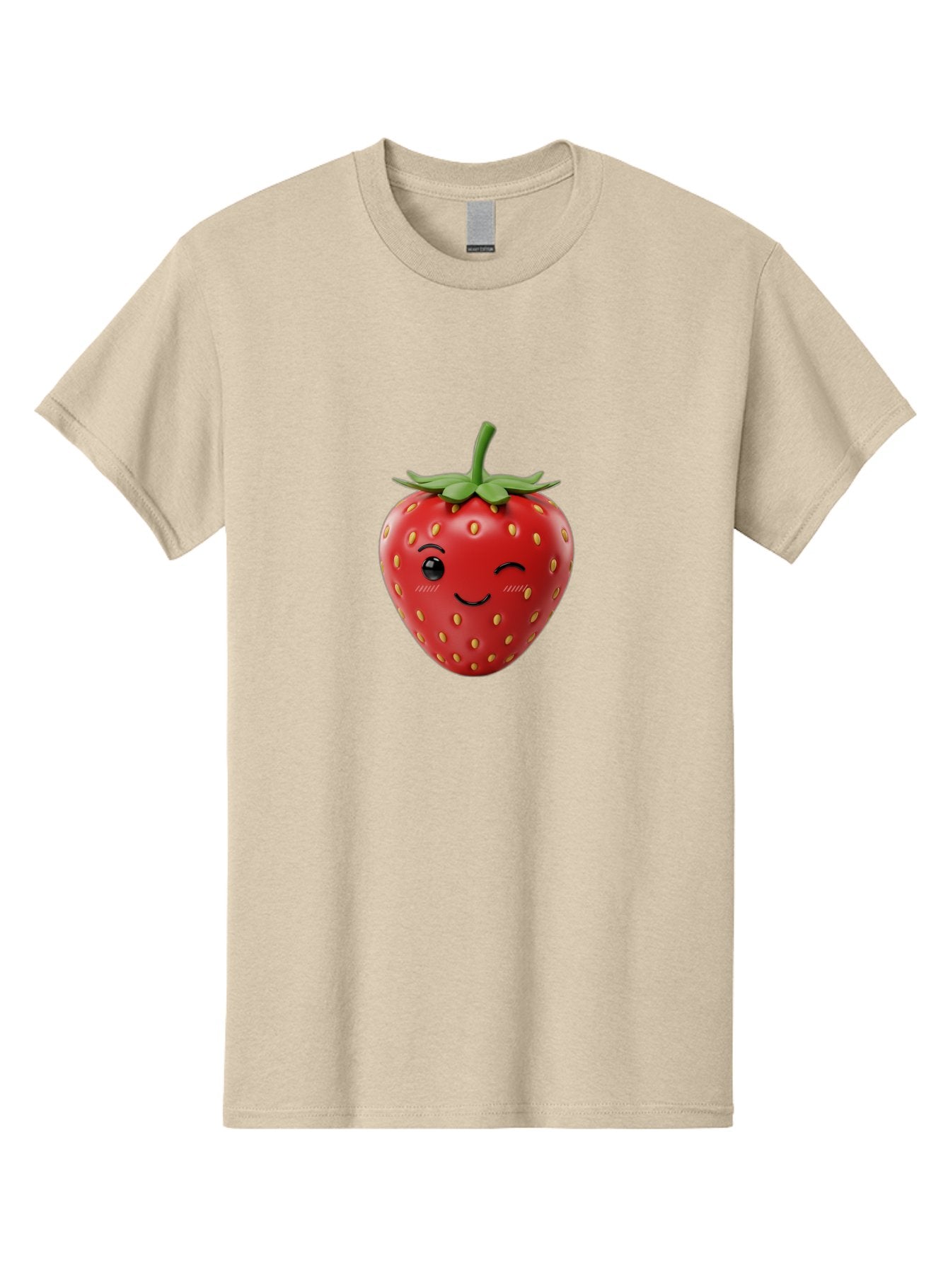 Winking-Strawberry-10 Men'S Graphic Tee, 100% Cotton, Comfortable Casual Summer Wear, Machine Washable, Red Strawberry, Cartoon Character, Winking Face, Smiling Strawberry, Cute Emoji, Fruit Illustration, Yellow Seeds, Strawberry Icon Bac555