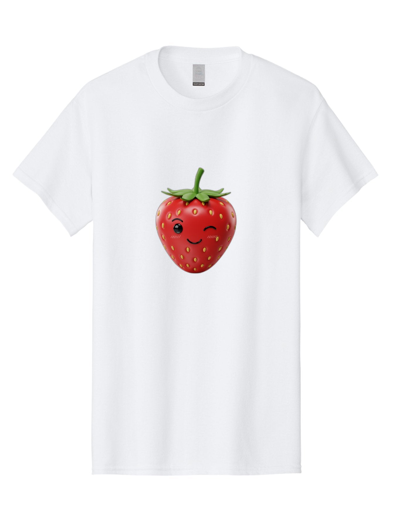 Winking-Strawberry-10 Men'S Graphic Tee, 100% Cotton, Comfortable Casual Summer Wear, Machine Washable, Red Strawberry, Cartoon Character, Winking Face, Smiling Strawberry, Cute Emoji, Fruit Illustration, Yellow Seeds, Strawberry Icon Bac555 12