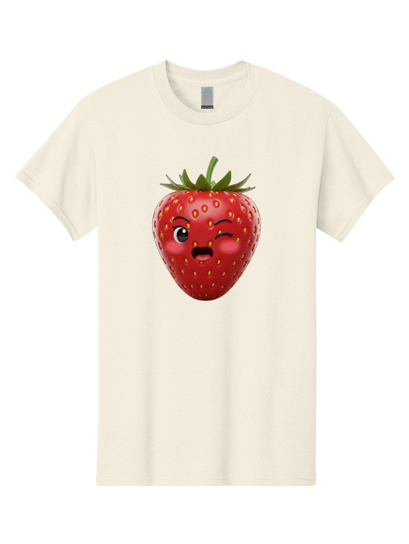 Winking-Strawberry-11 Men'S Graphic Tee, 100% Cotton, Comfortable Casual Summer Wear, Machine Washable, Cartoon Strawberry, Winking Face, Playful Expression, Comical Character, Vibrant Red, Yellow Seeds, Green Leaves, Funny Emotion, Emoticon Bac556 12