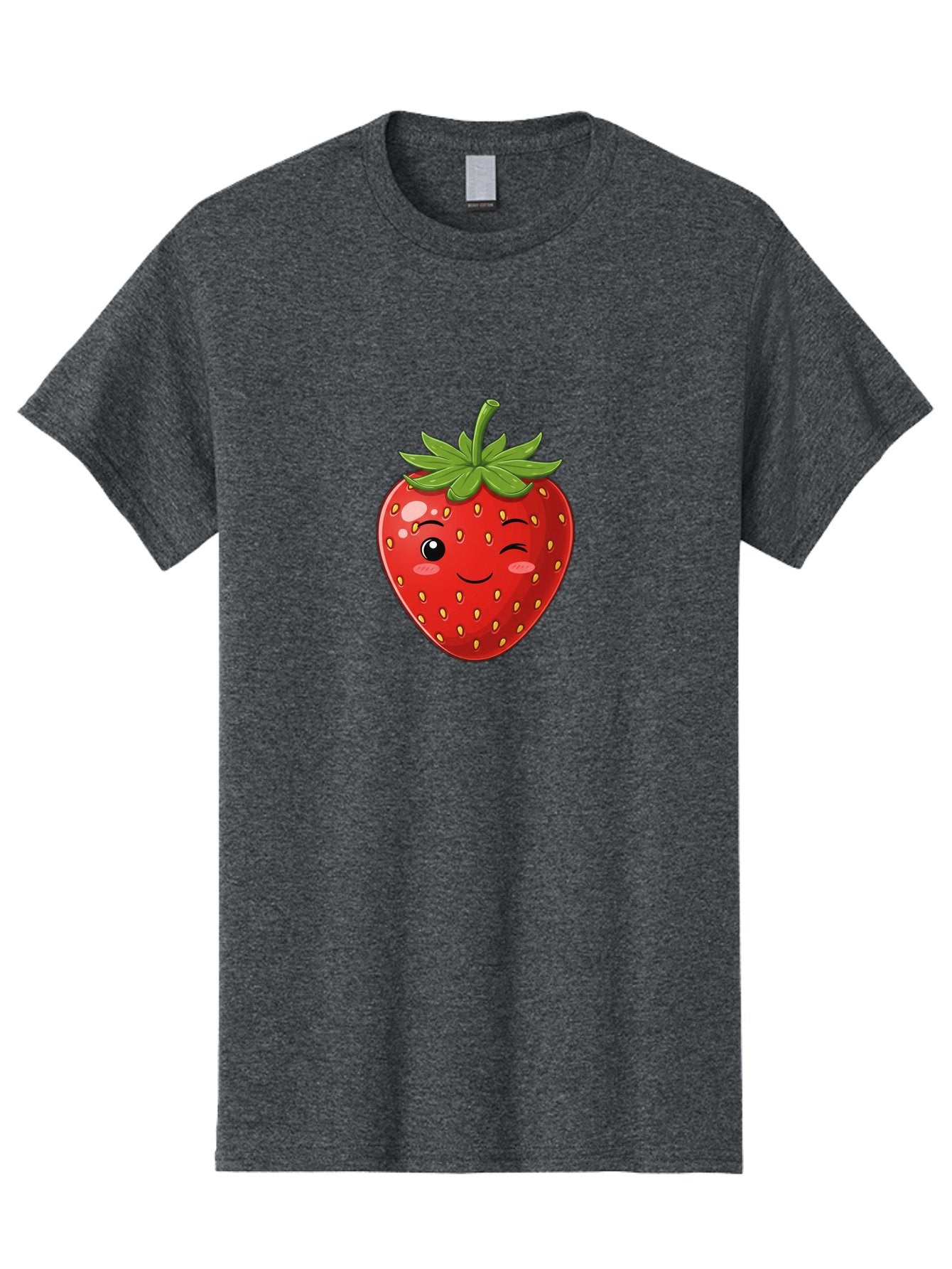 Winking-Strawberry-13 Men'S Graphic Tee, 100% Cotton, Comfortable Casual Summer Wear, Machine Washable, Winking Strawberry Cartoon, Smiling Fruit, Shiny Red Strawberry, Adorable Illustration, Cute Character Design, Playful Emoji, Happy Face, Bac558 3