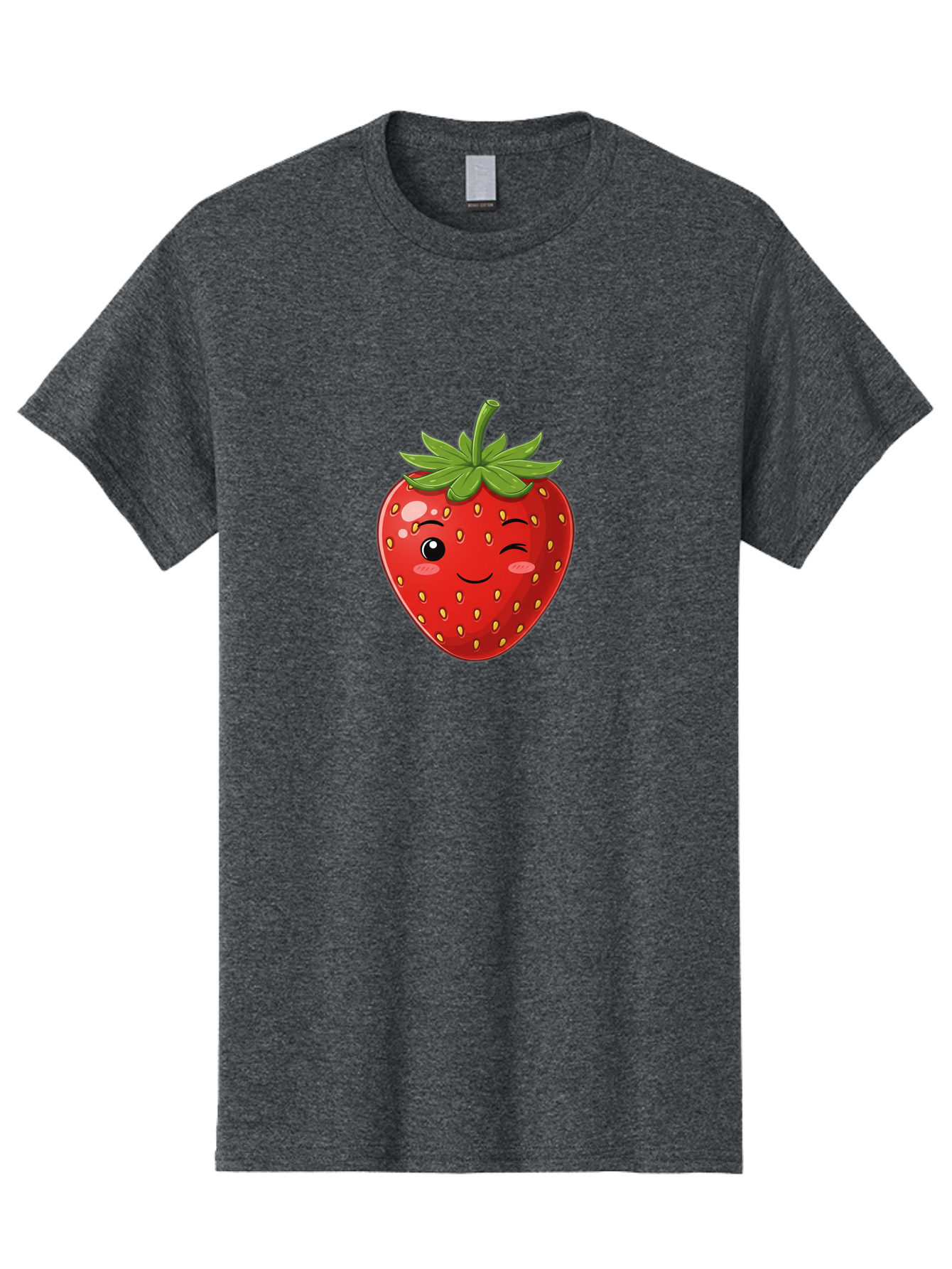 Winking-Strawberry-13 Men'S Graphic Tee, 100% Cotton, Comfortable Casual Summer Wear, Machine Washable, Winking Strawberry Cartoon, Smiling Fruit, Shiny Red Strawberry, Adorable Illustration, Cute Character Design, Playful Emoji, Happy Face, Bac558 9
