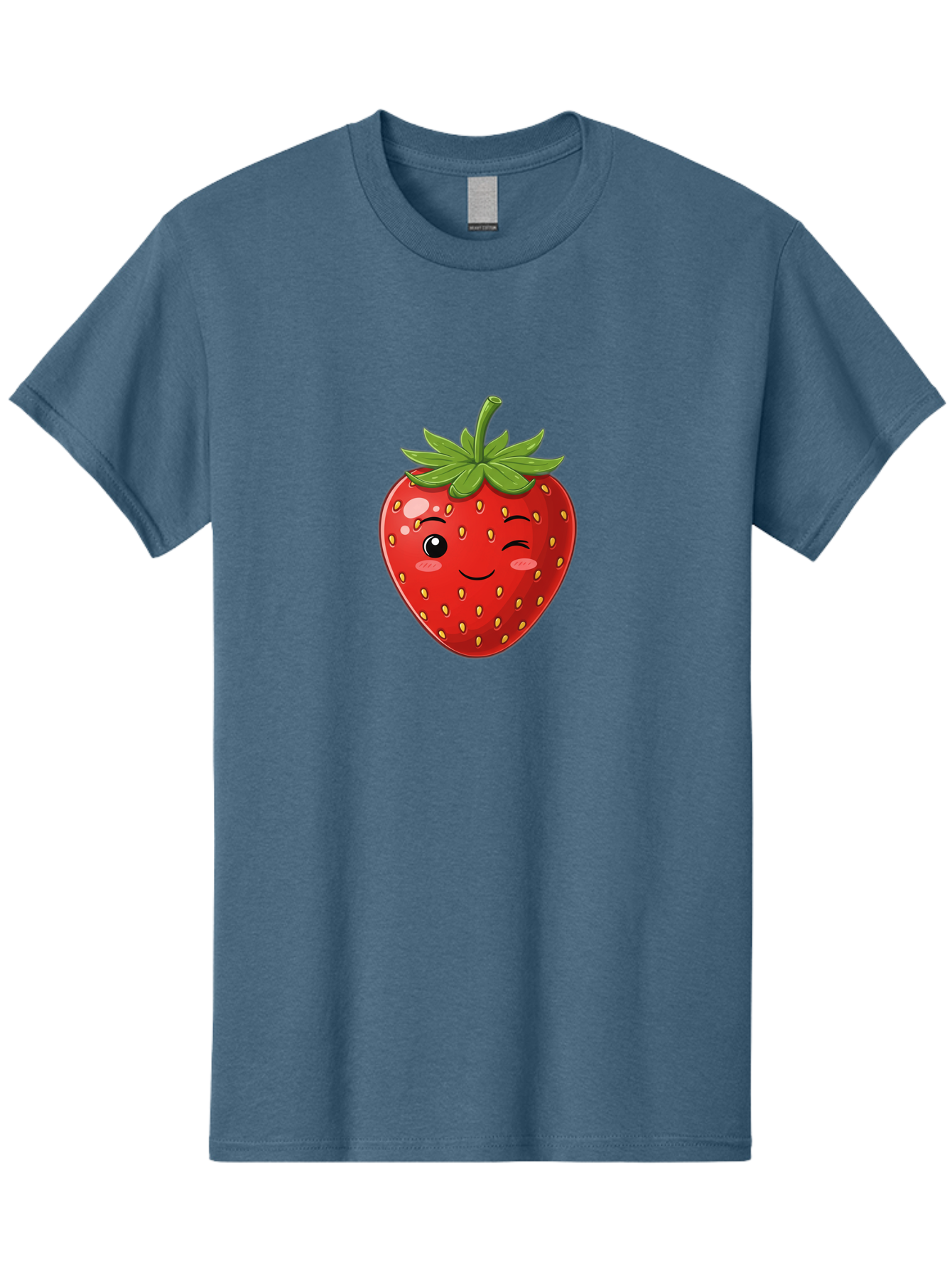 Winking-Strawberry-13 Men'S Graphic Tee, 100% Cotton, Comfortable Casual Summer Wear, Machine Washable, Winking Strawberry Cartoon, Smiling Fruit, Shiny Red Strawberry, Adorable Illustration, Cute Character Design, Playful Emoji, Happy Face, Bac558 8